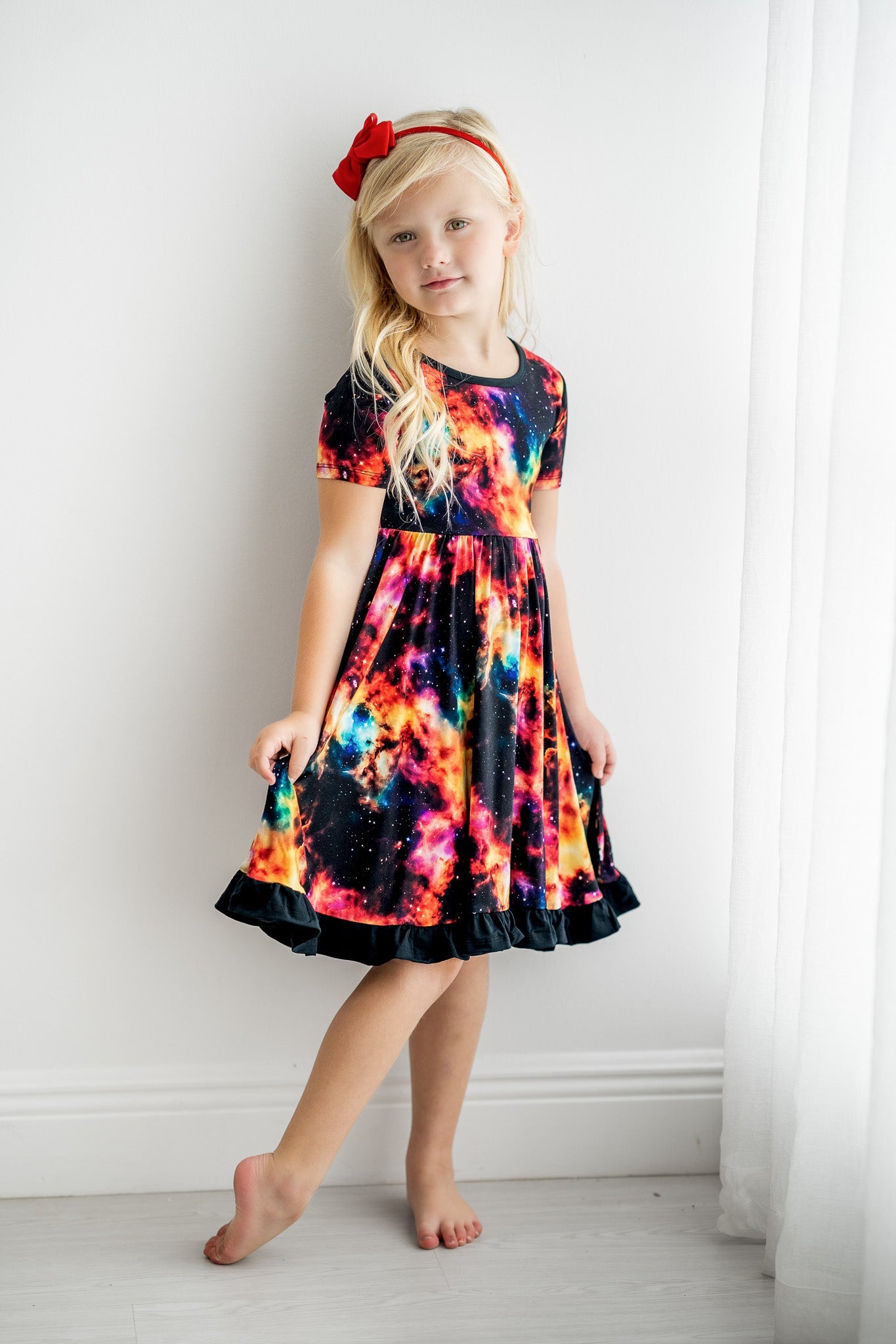 Cosmic Nebula | Toddler & Girls Bamboo Ruffle Twirl Dress
