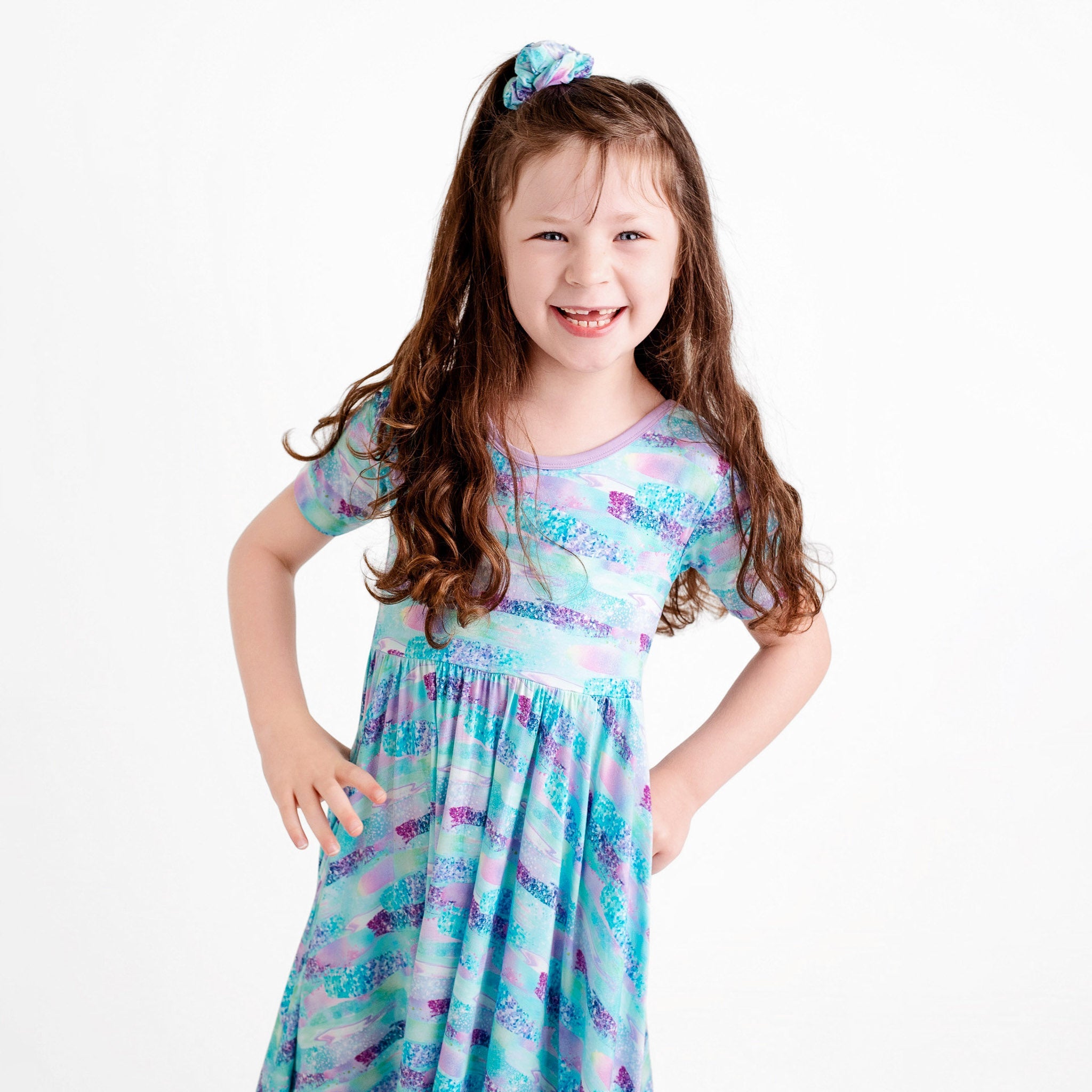Mermaid Glitter | Toddler & Girls Bamboo Ruffle Twirl Dress