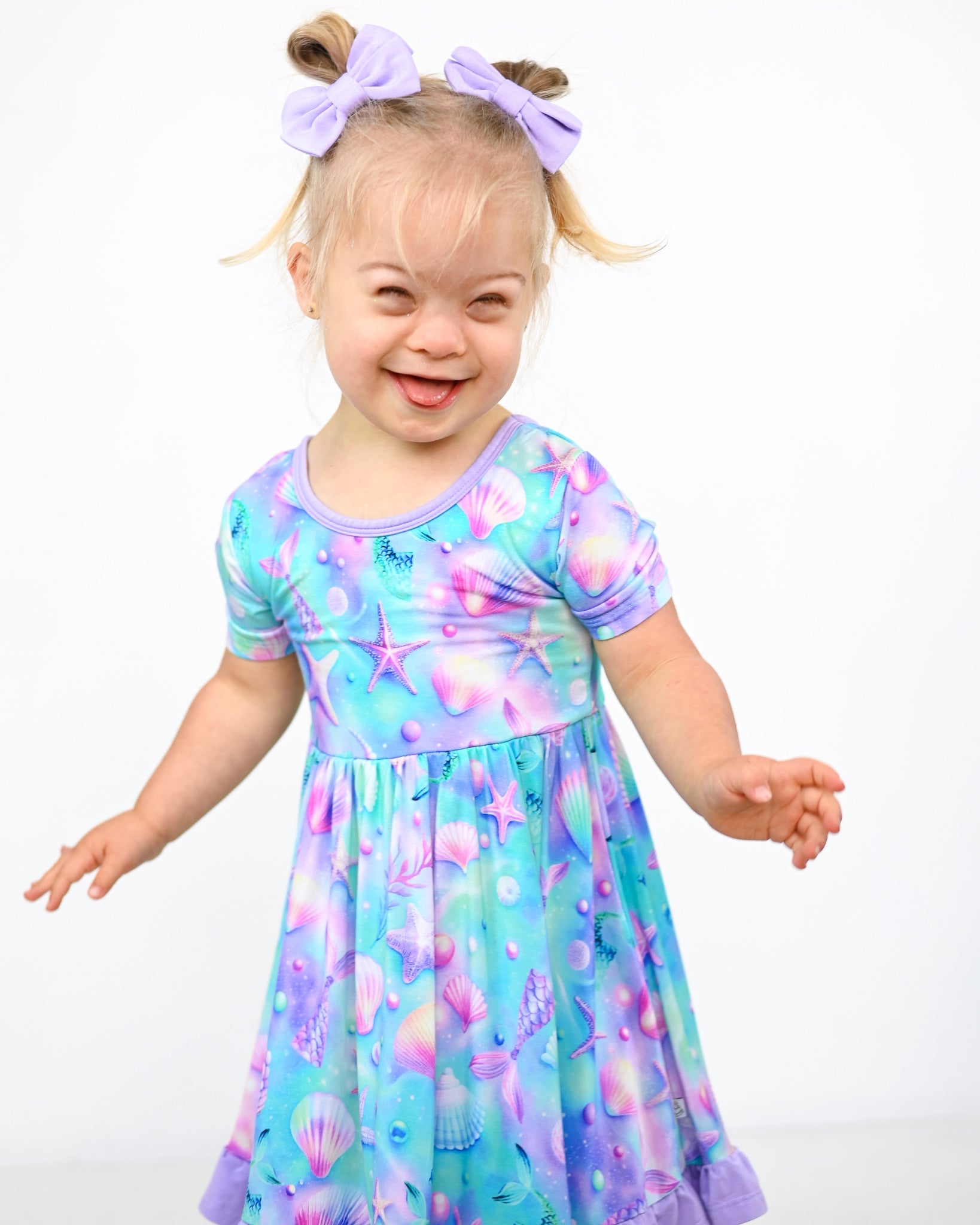 Magical Mermaid Shells | Toddler & Girls Bamboo Ruffle Twirl Dress & Shorts