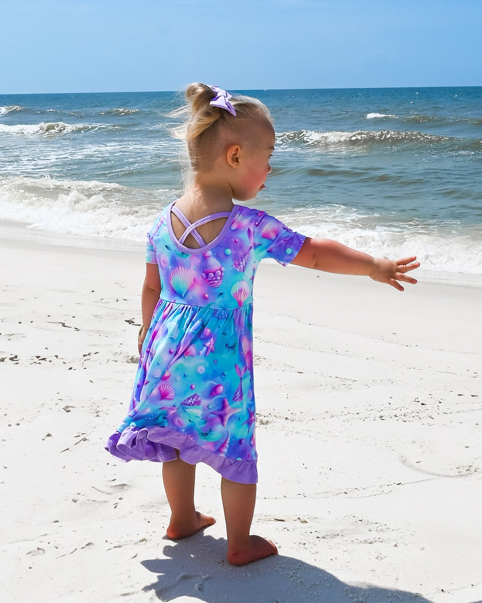 Magical Mermaid Shells | Toddler & Girls Bamboo Ruffle Twirl Dress & Shorts