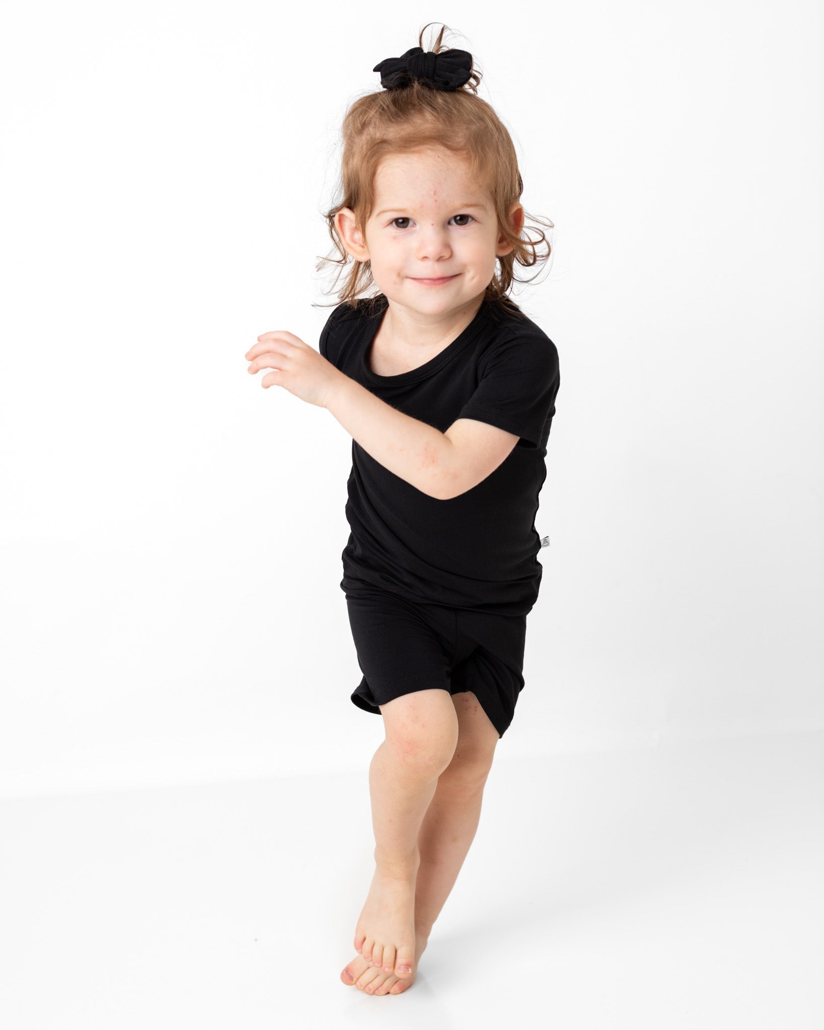 Black | Two-piece Bamboo Short Sleeve Toddler & Kids Apparel Set
