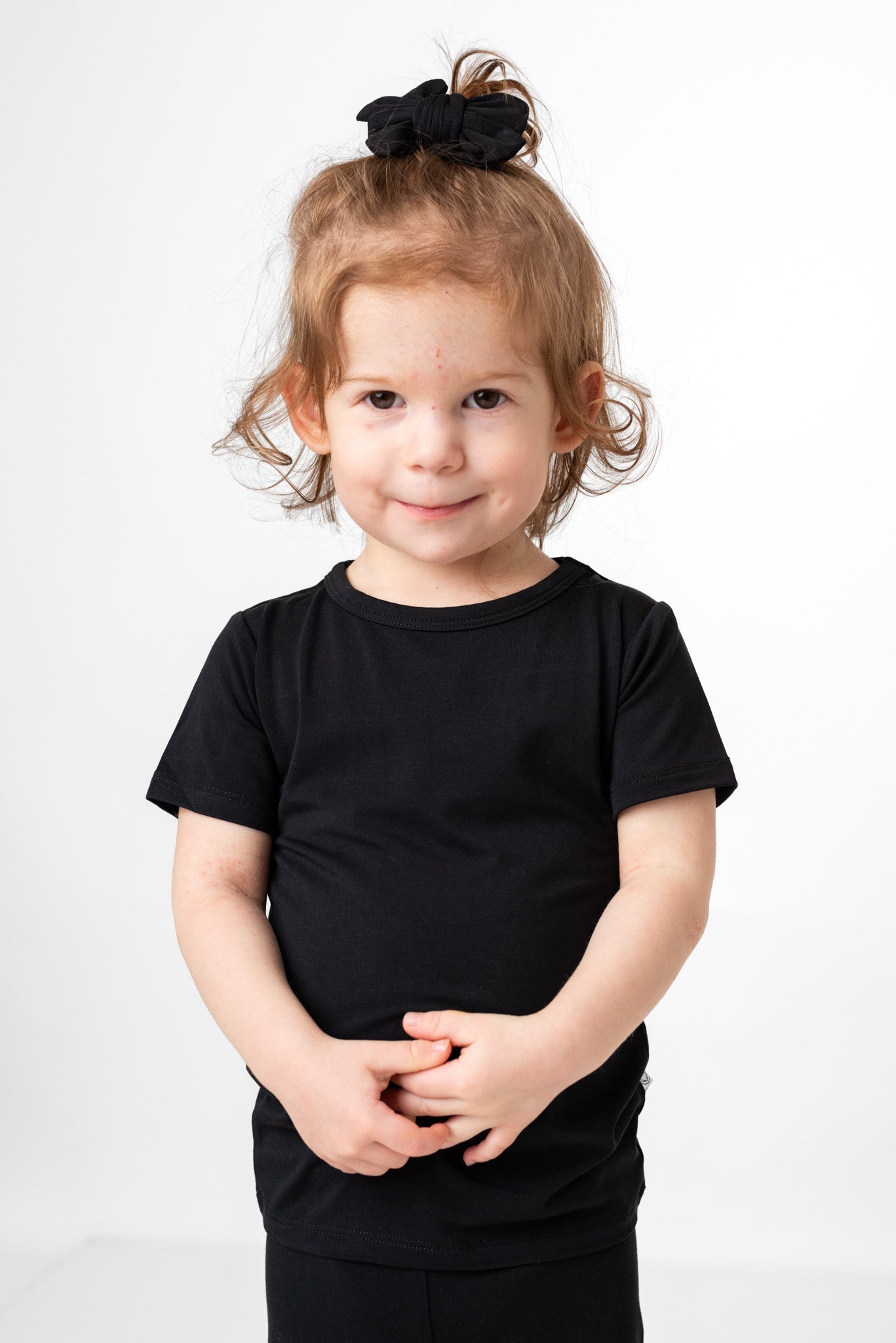 Black | Two-piece Bamboo Short Sleeve Toddler & Kids Apparel Set