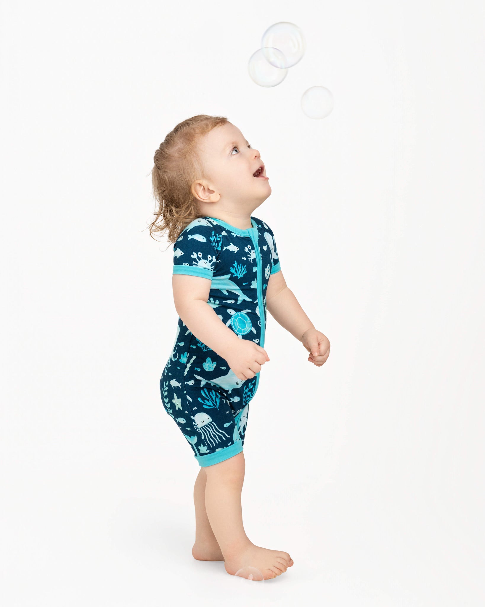 Ocean Pals | Bamboo Shorty Zipper Romper - Baby, Infant & Toddler