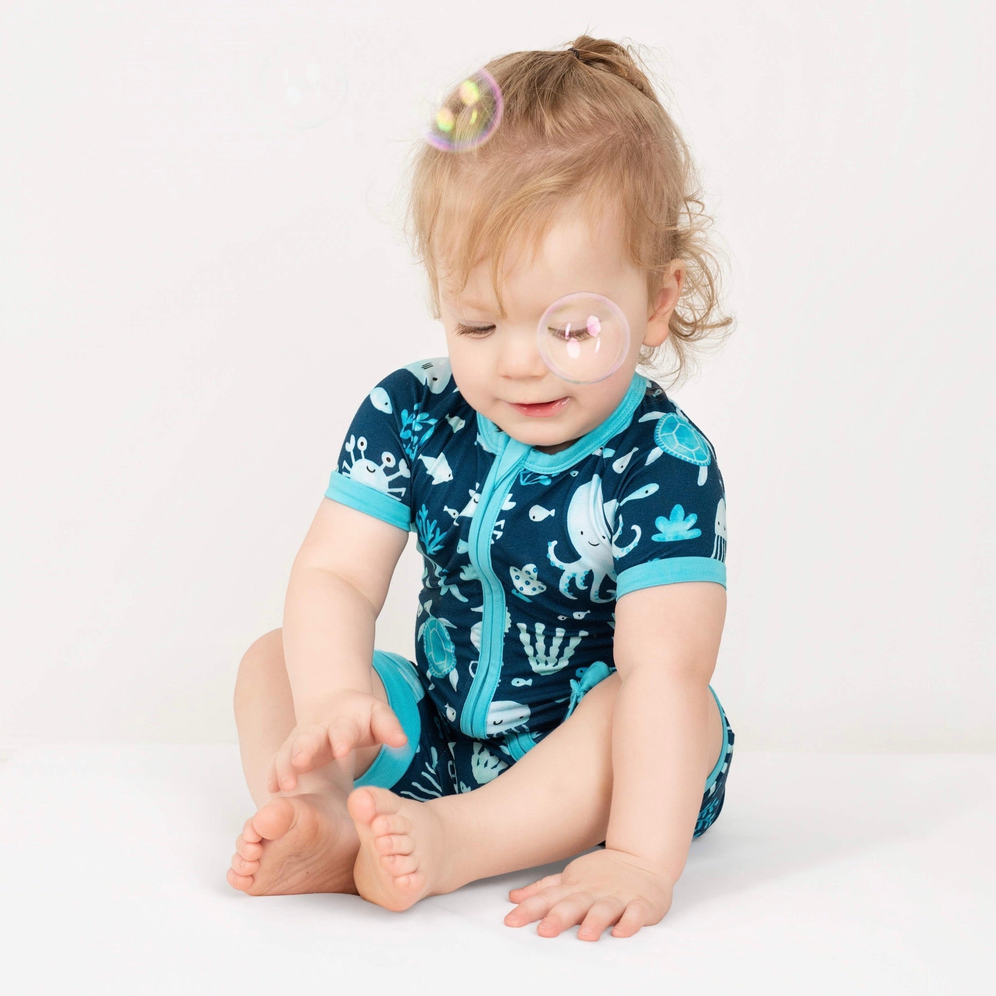 Ocean Pals | Bamboo Shorty Zipper Romper - Baby, Infant & Toddler