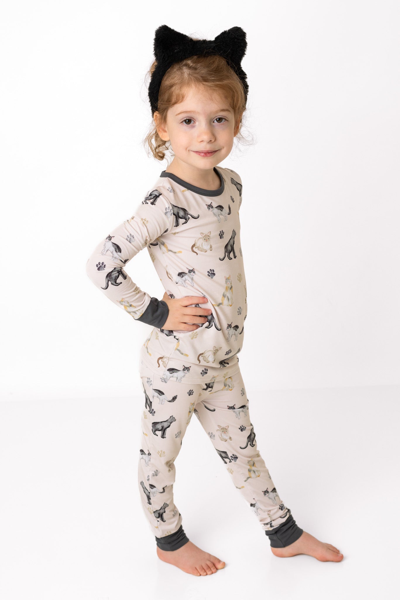 Cats & Paws | Two-piece Bamboo Long Sleeve Toddler & Kids Pajamas