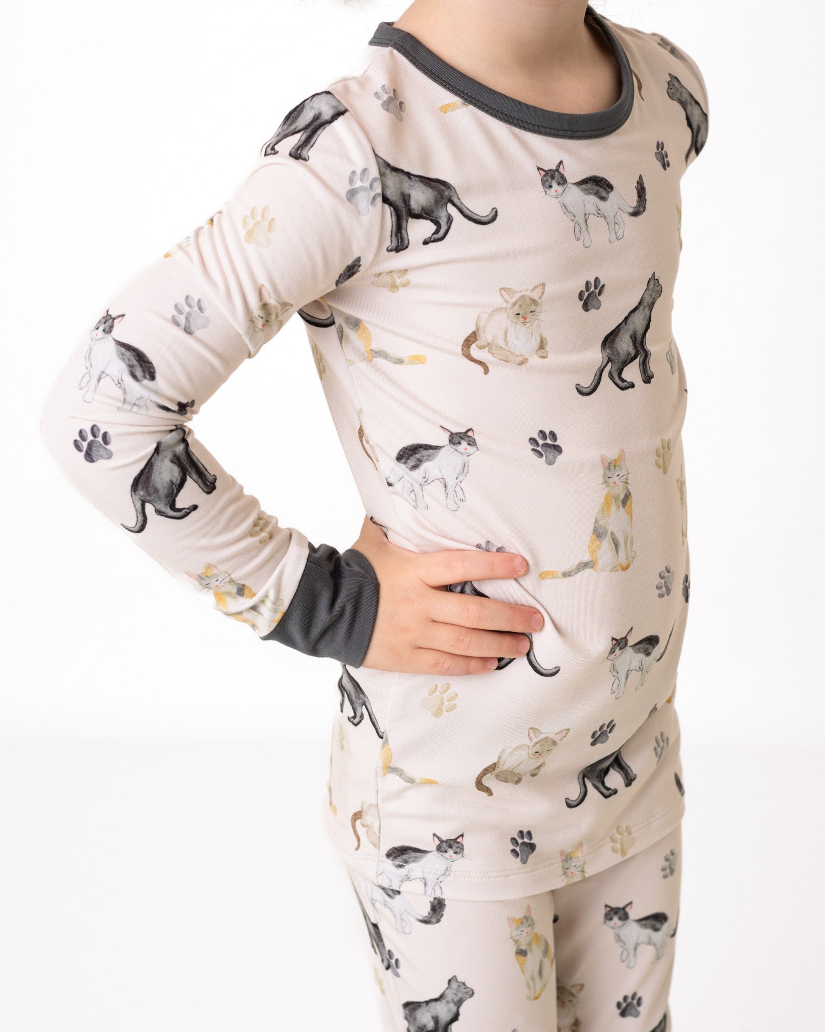 Cats & Paws | Two-piece Bamboo Long Sleeve Toddler & Kids Pajamas