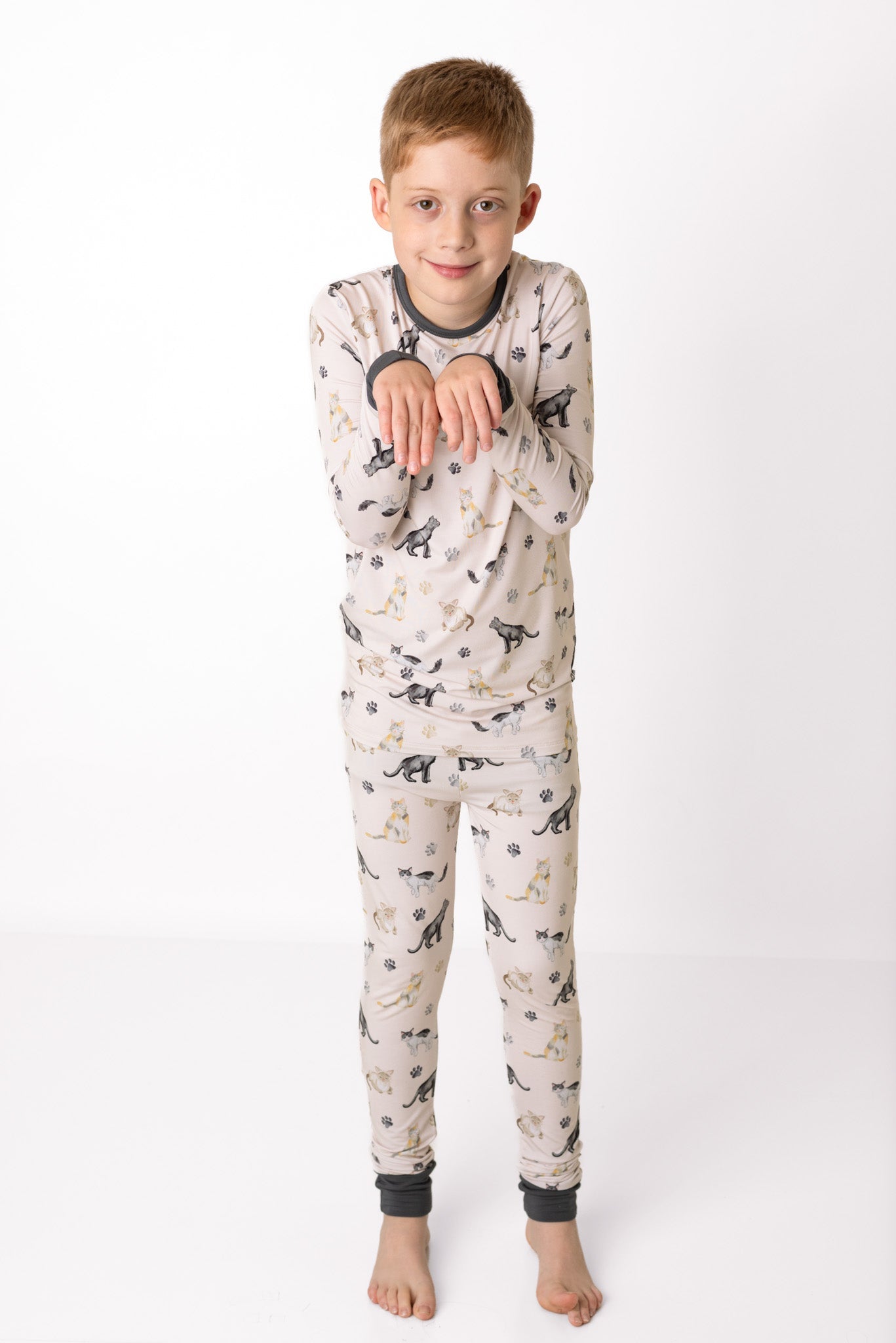 Cats & Paws | Two-piece Bamboo Long Sleeve Toddler & Kids Pajamas
