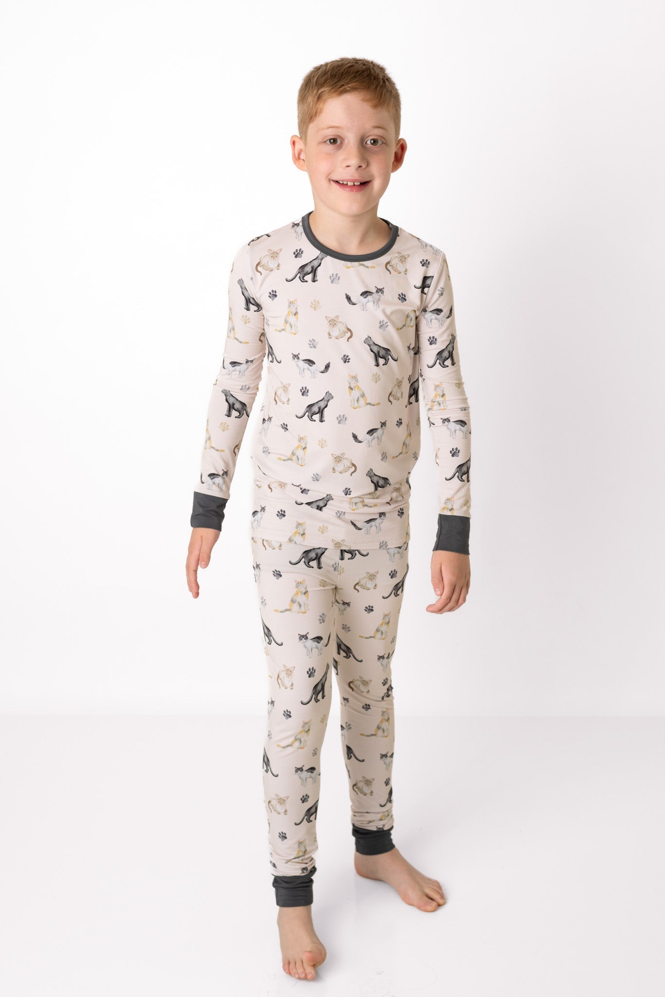 Cats & Paws | Two-piece Bamboo Long Sleeve Toddler & Kids Pajamas