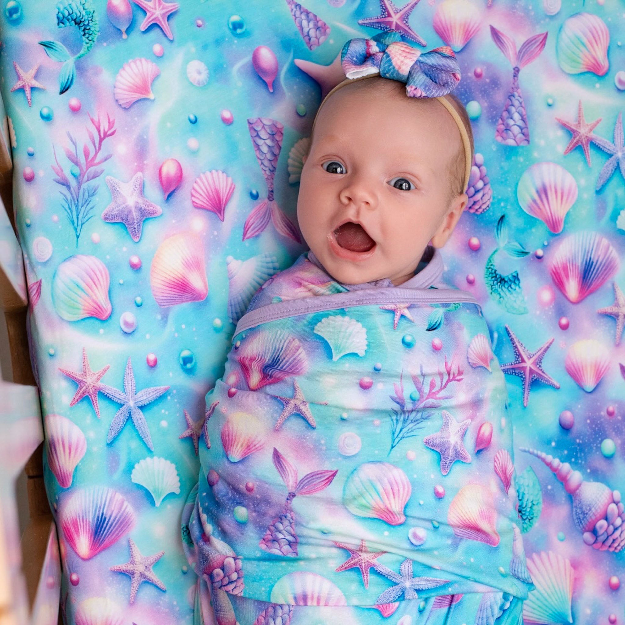 Magical Mermaid Shells | Bamboo Crib Sheet