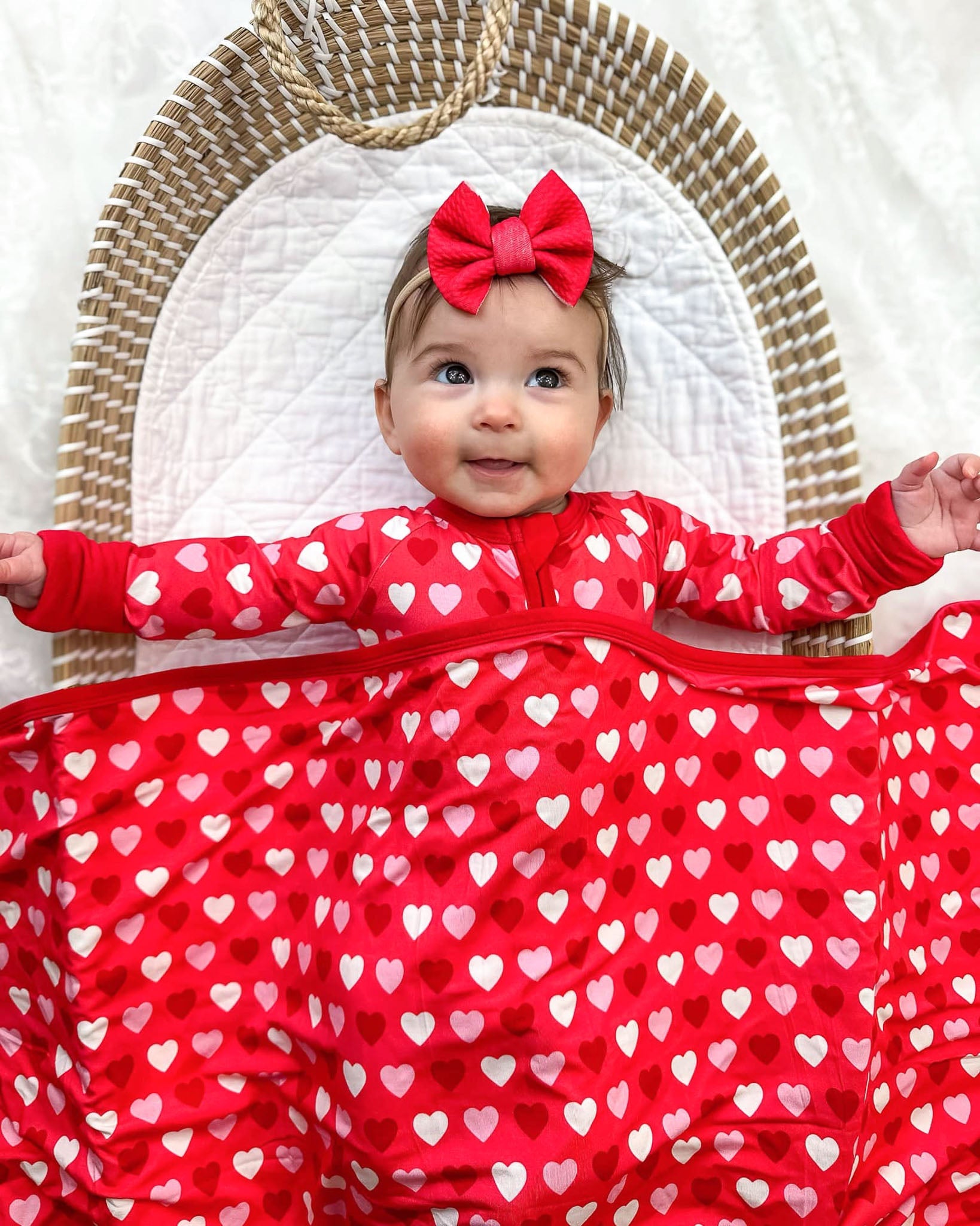 Sweet Little Hearts | Bamboo Swaddle Blanket
