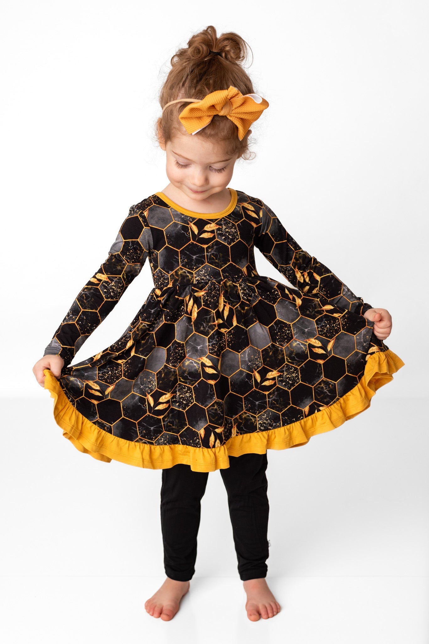 Midnight Honey | Toddler & Girls Bamboo Ruffle Twirl Dress