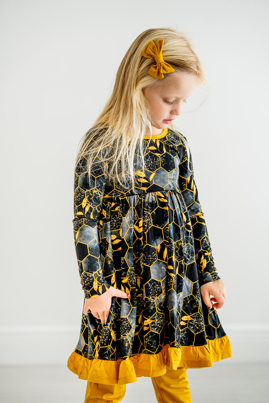 Midnight Honey | Toddler & Girls Bamboo Ruffle Twirl Dress