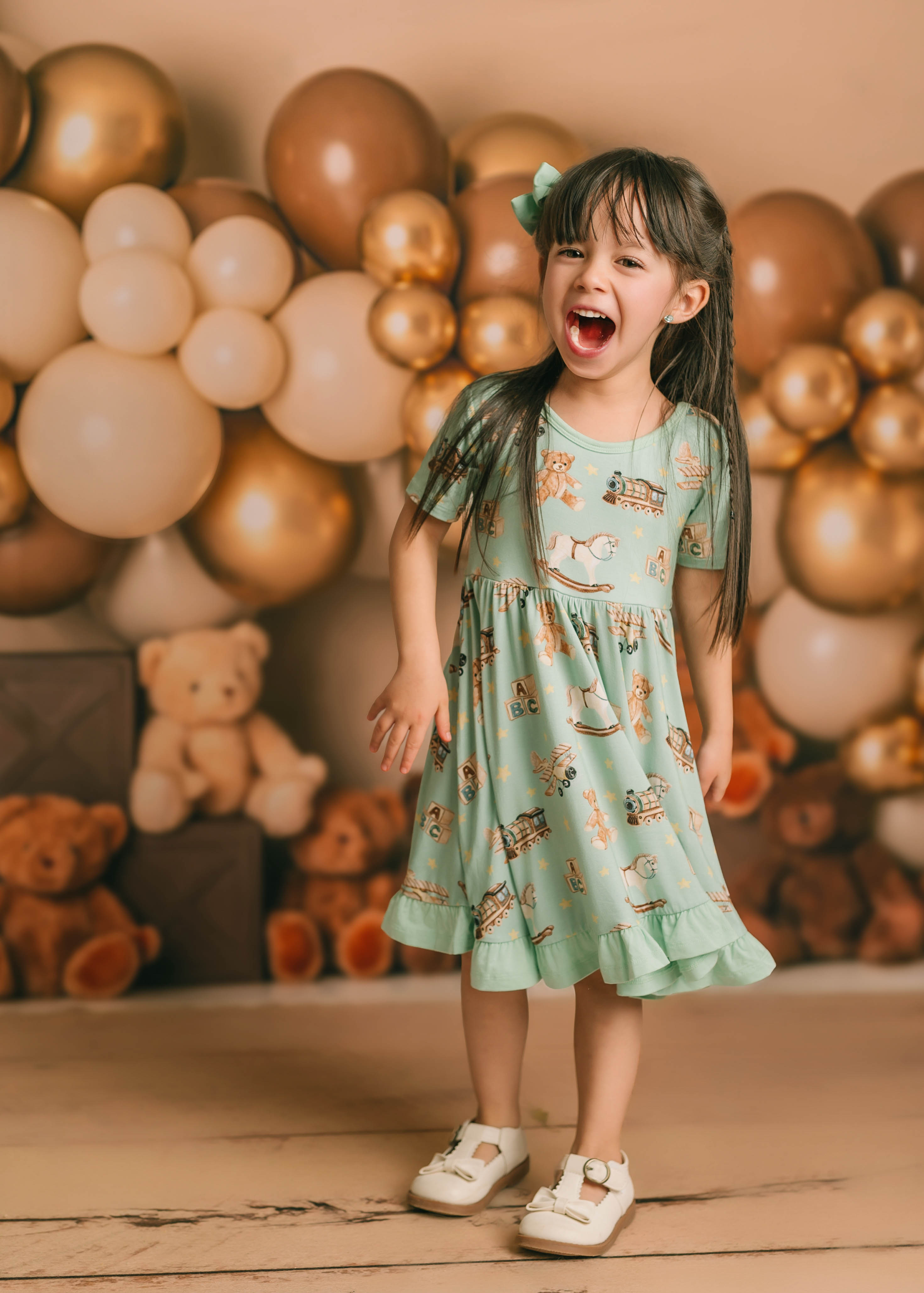 Vintage Toys | Toddler & Girls Bamboo Ruffle Twirl Dress