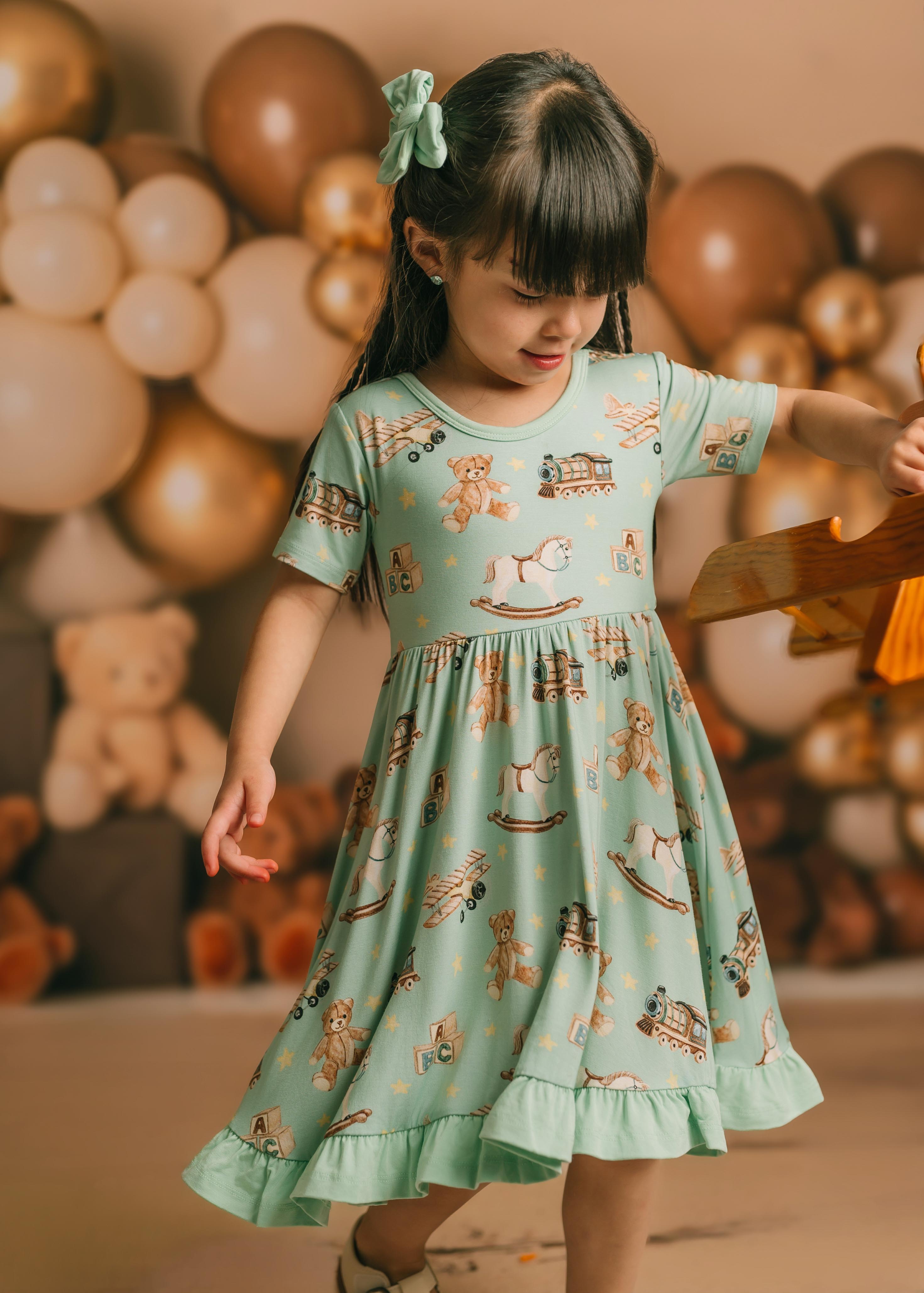 Vintage Toys | Toddler & Girls Bamboo Ruffle Twirl Dress