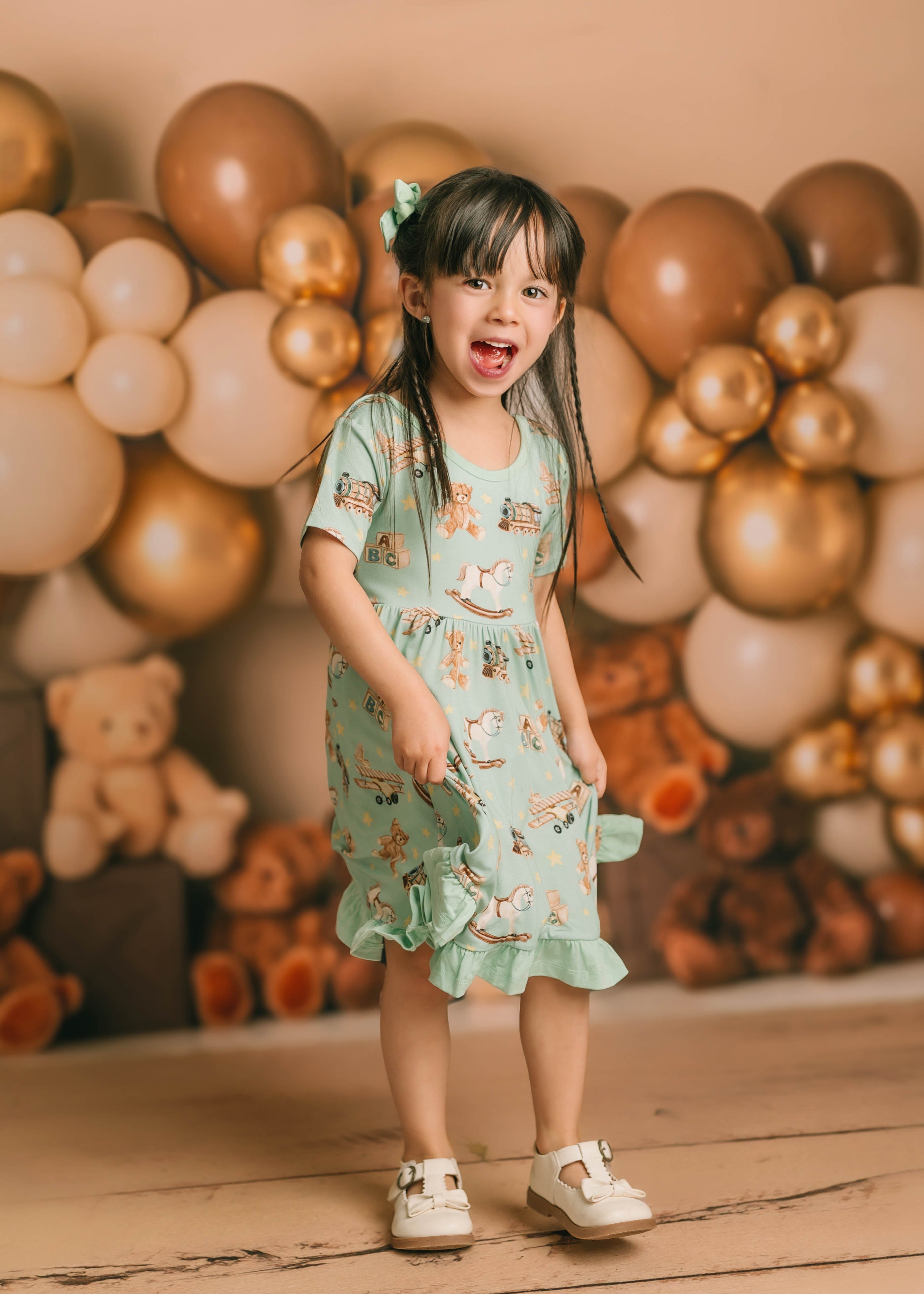 Vintage Toys | Toddler & Girls Bamboo Ruffle Twirl Dress