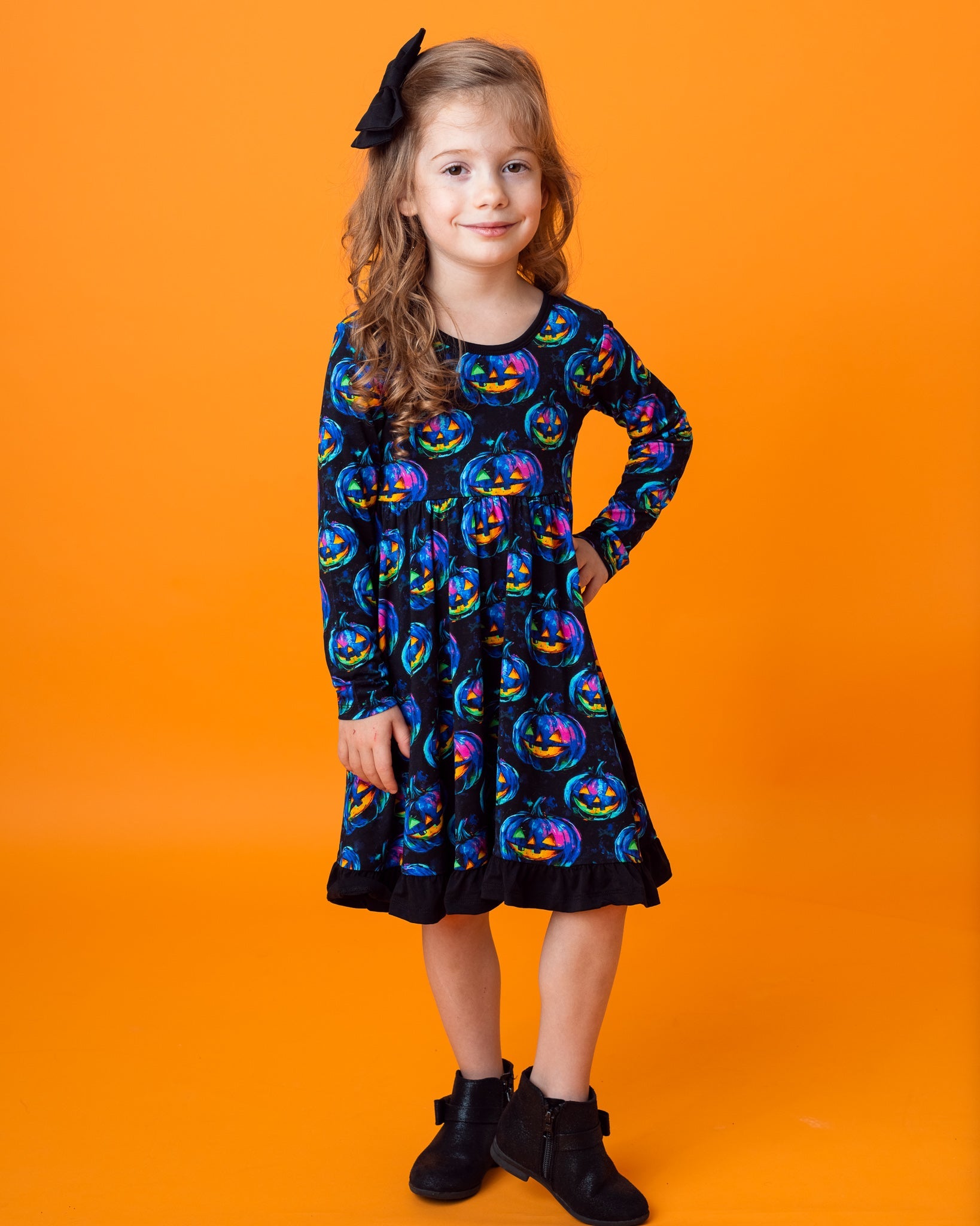 Halloween | Jack-o’-lanterns | Toddler & Girls Bamboo Ruffle Twirl Dress