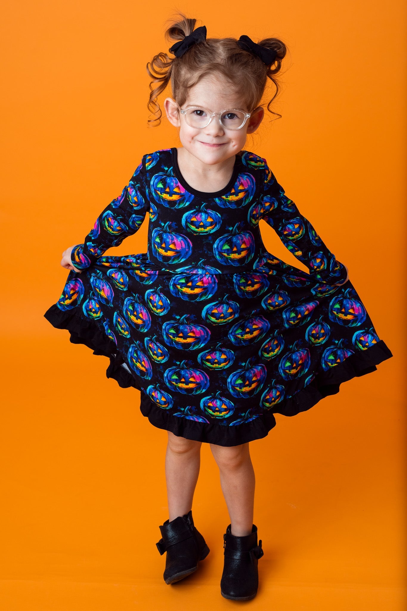 Halloween | Jack-o’-lanterns | Toddler & Girls Bamboo Ruffle Twirl Dress
