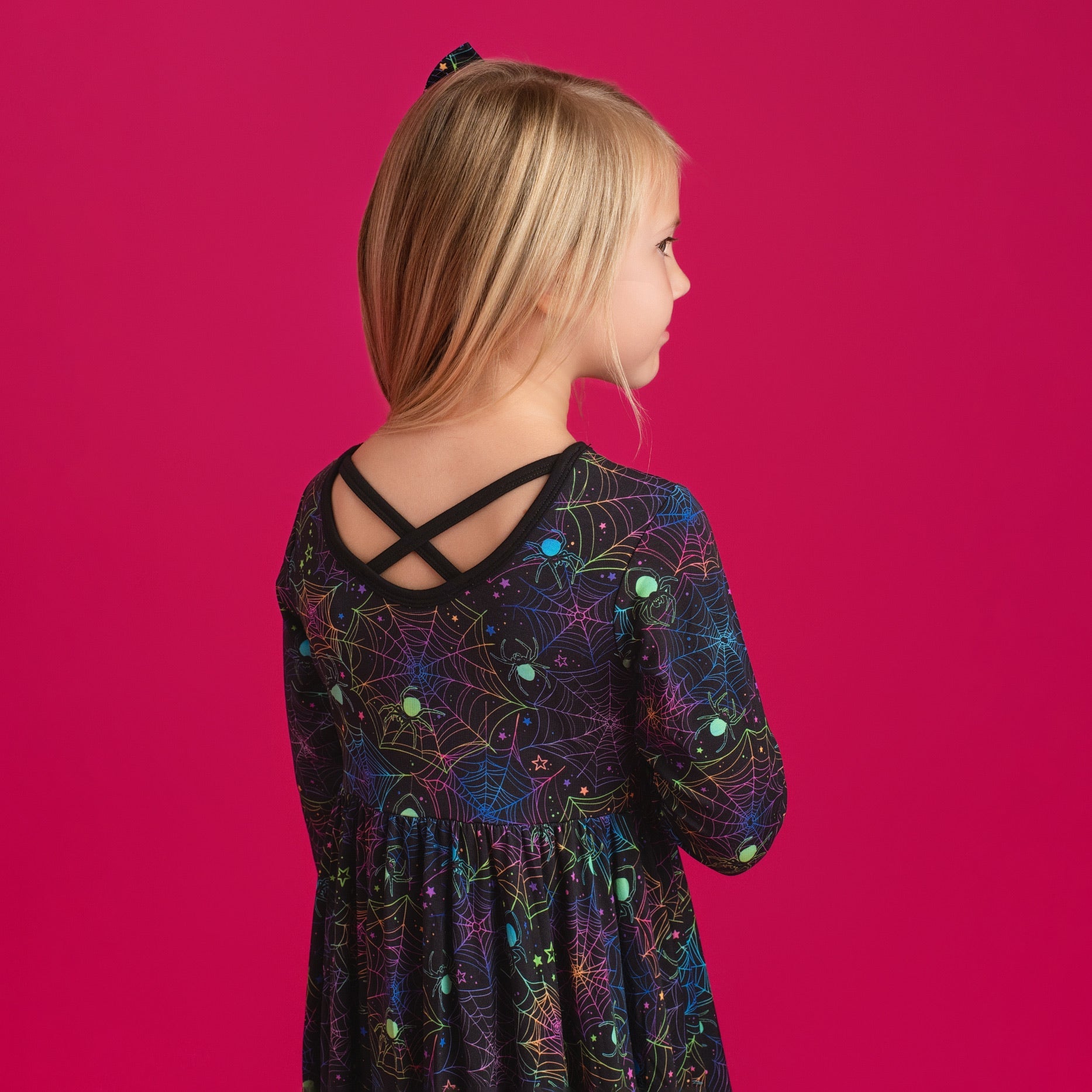 Halloween | Spooky Webs | Toddler & Girls Bamboo Ruffle Twirl Dress