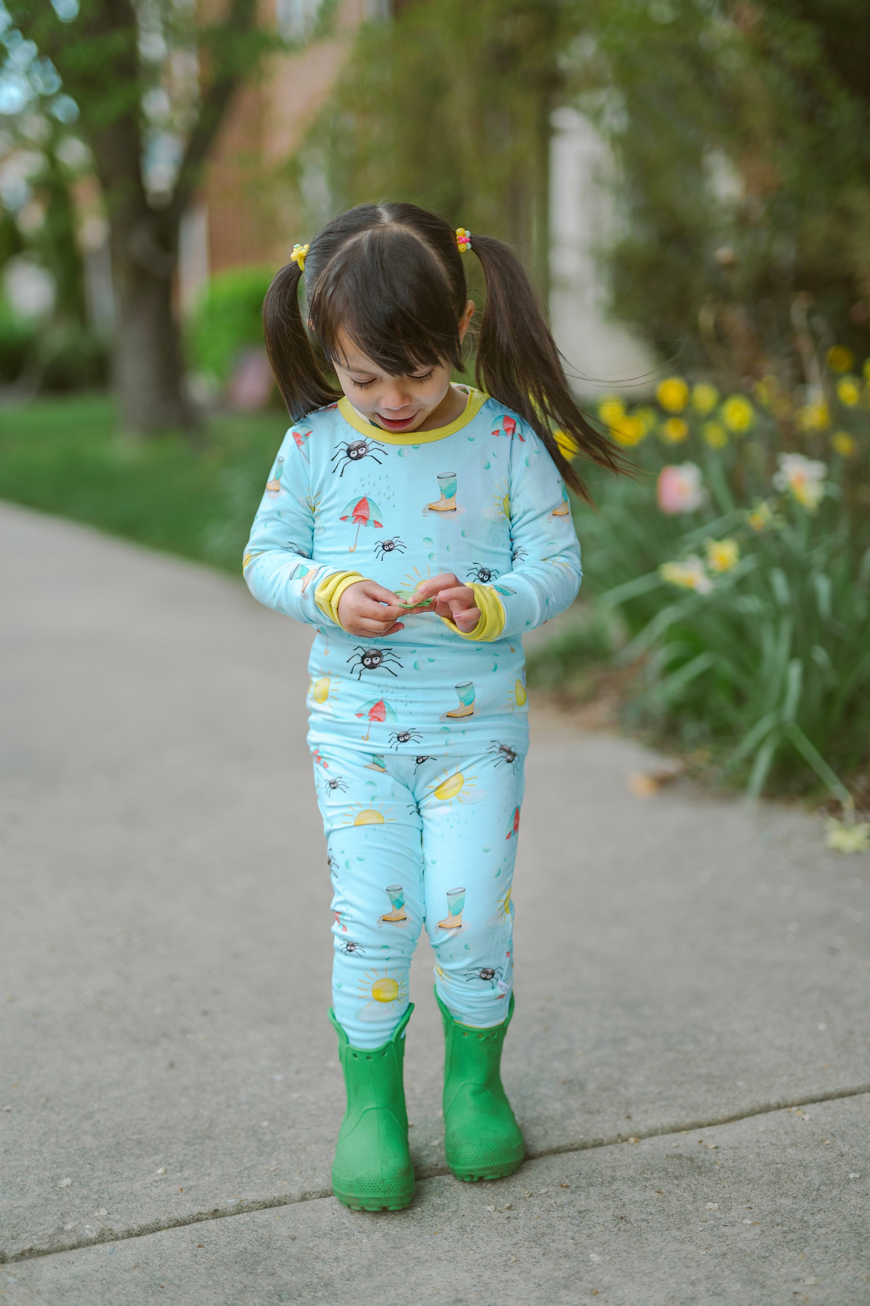 Spring Showers | Two-piece Bamboo Long Sleeve Toddler & Kids Pajamas