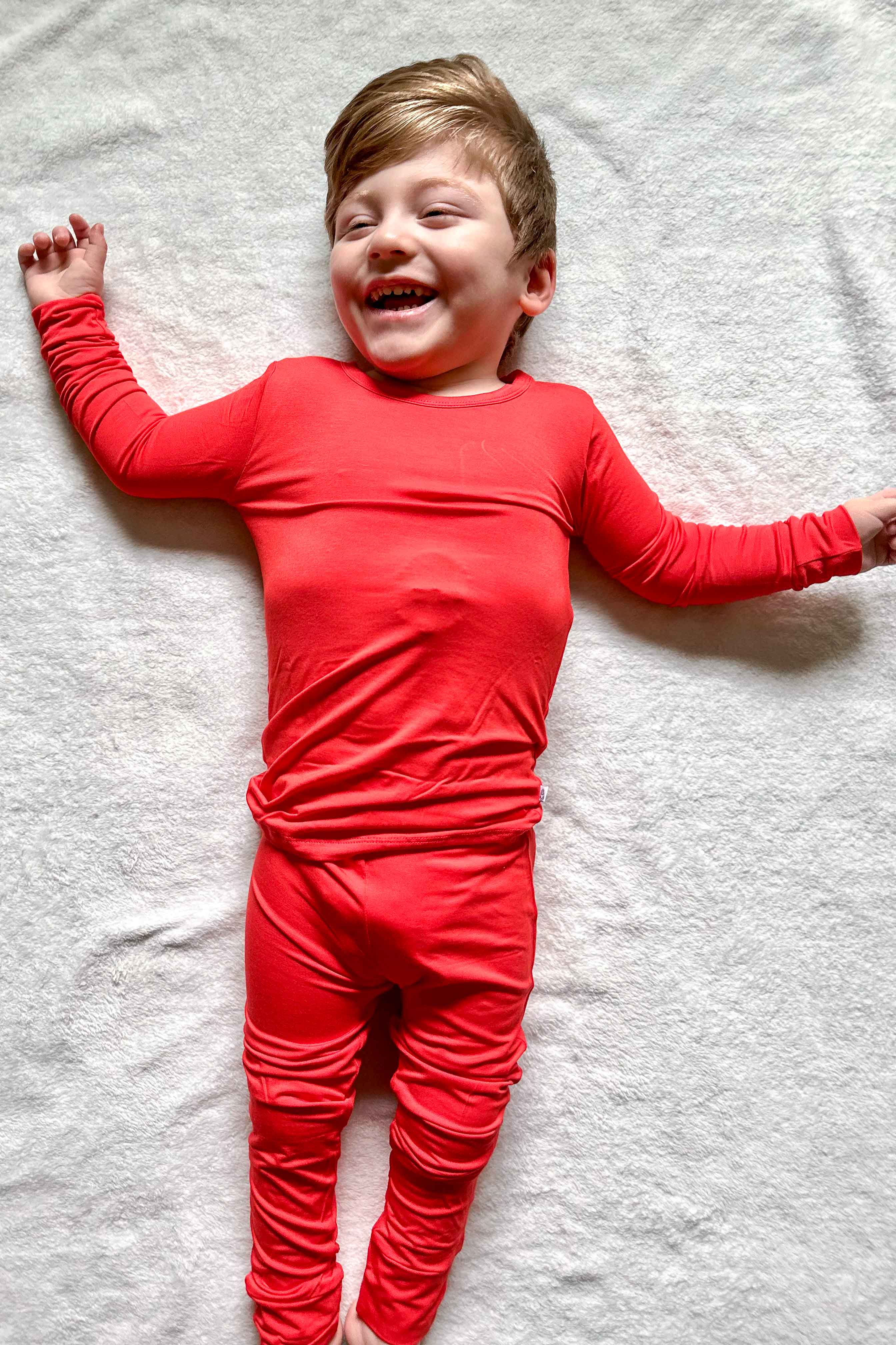 Apple Red | Two-piece Bamboo Long Sleeve Toddler & Kids Pajamas