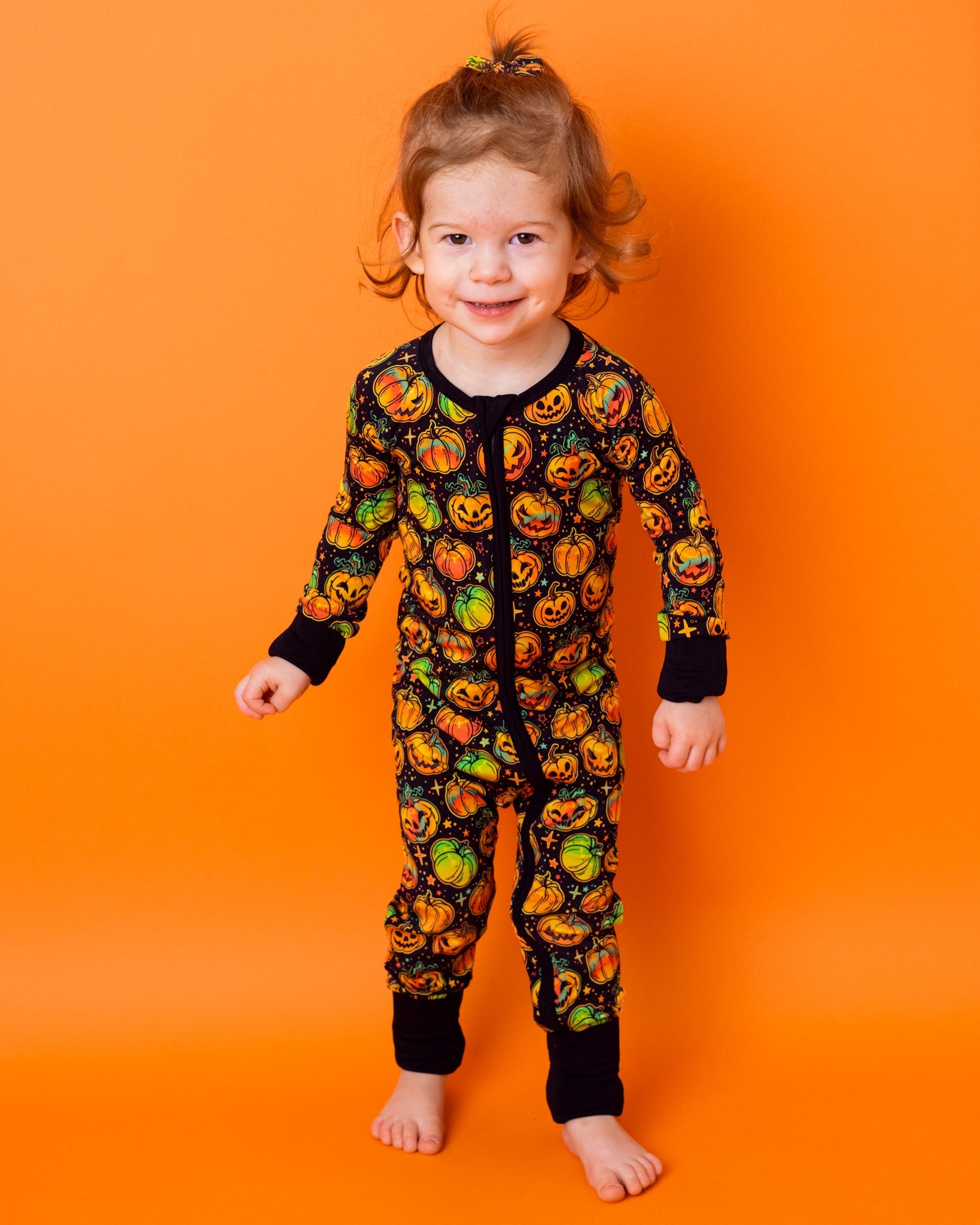 Halloween | Spooky Pumpkins | Convertible Bamboo Zipper Baby Pajamas
