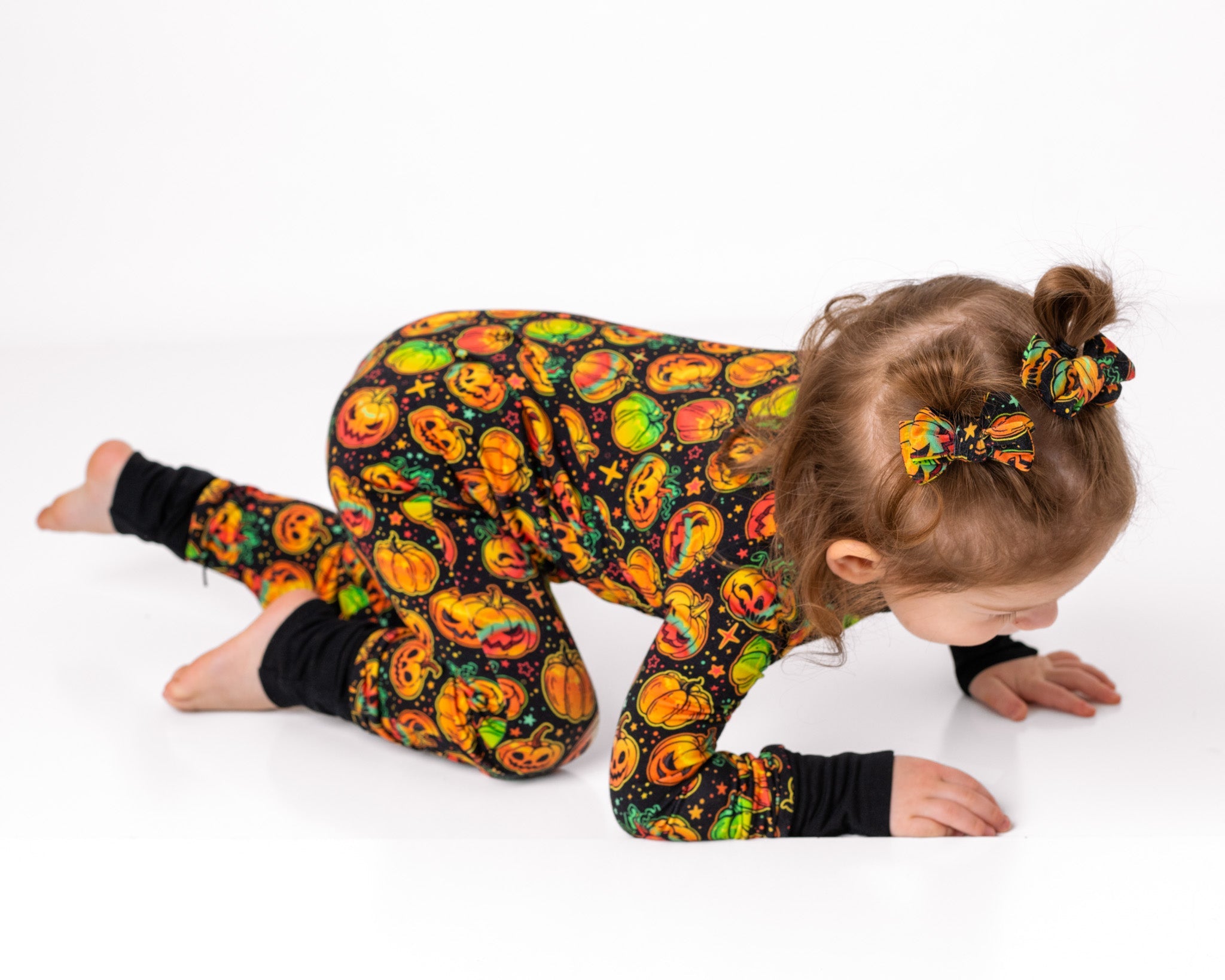 Halloween | Spooky Pumpkins | Convertible Bamboo Zipper Baby Pajamas