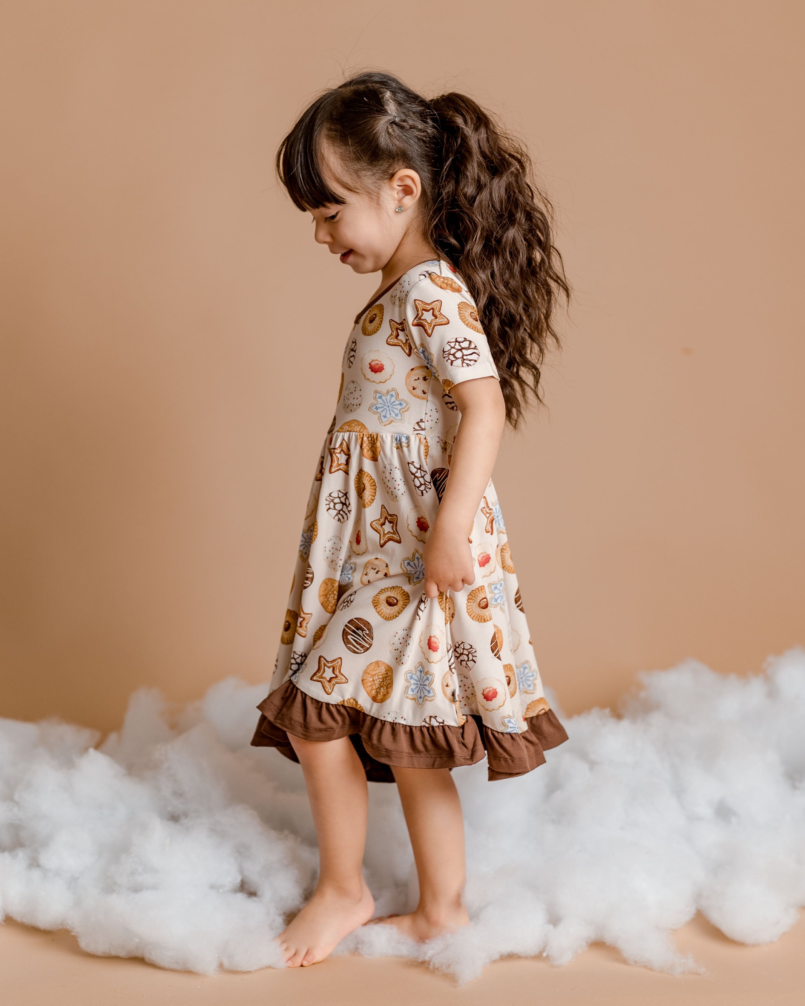 Cookie Swap | Toddler & Girls Bamboo Ruffle Twirl Dress