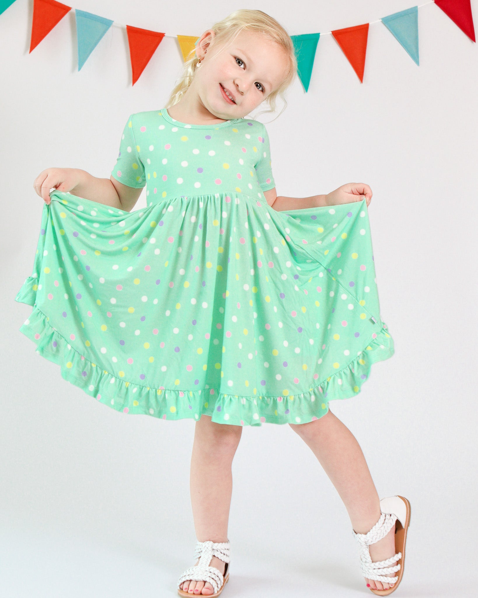 open lace back dress White Pastel Rainbow Plaid Dress Medium-4T main image 0