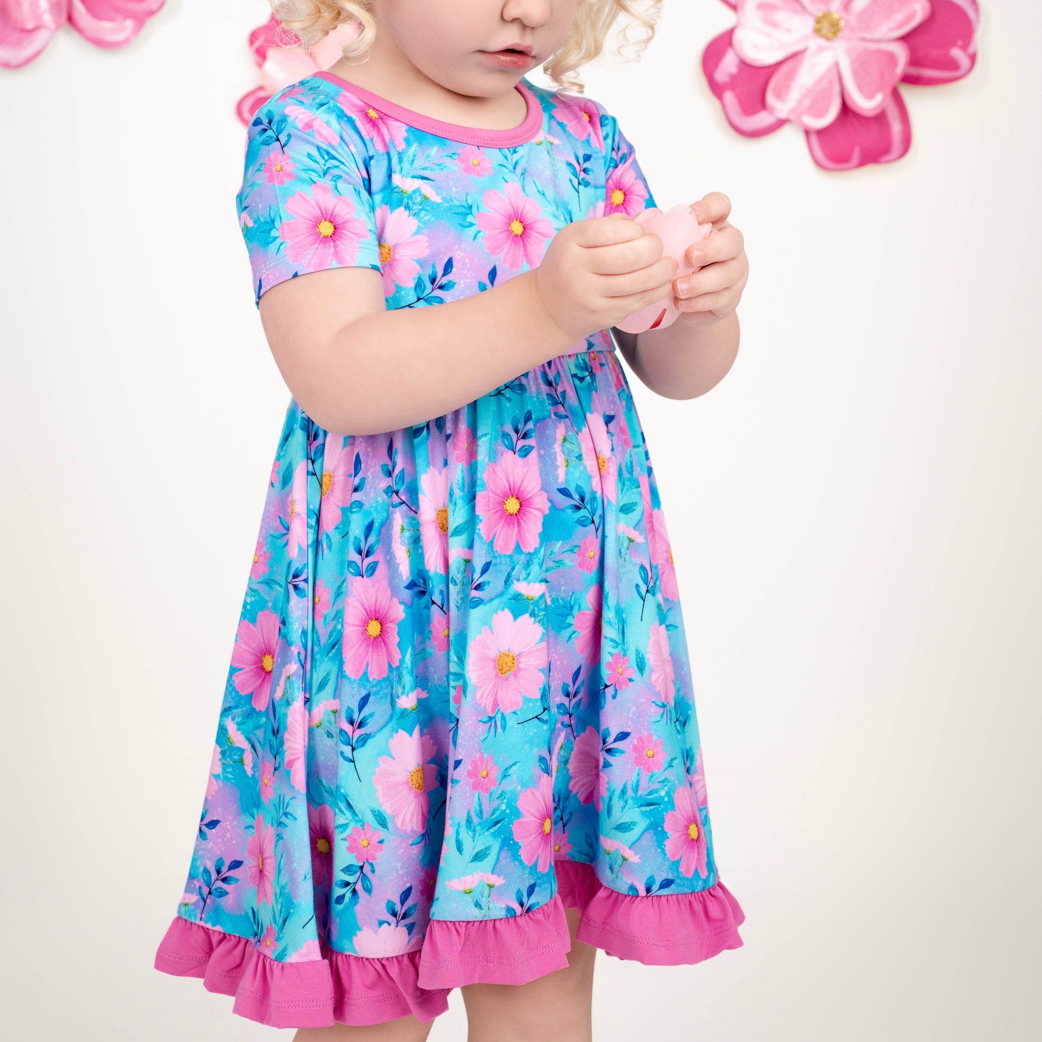 Dreamy Cosmos | Toddler & Girls Bamboo Ruffle Twirl Dress & Shorts