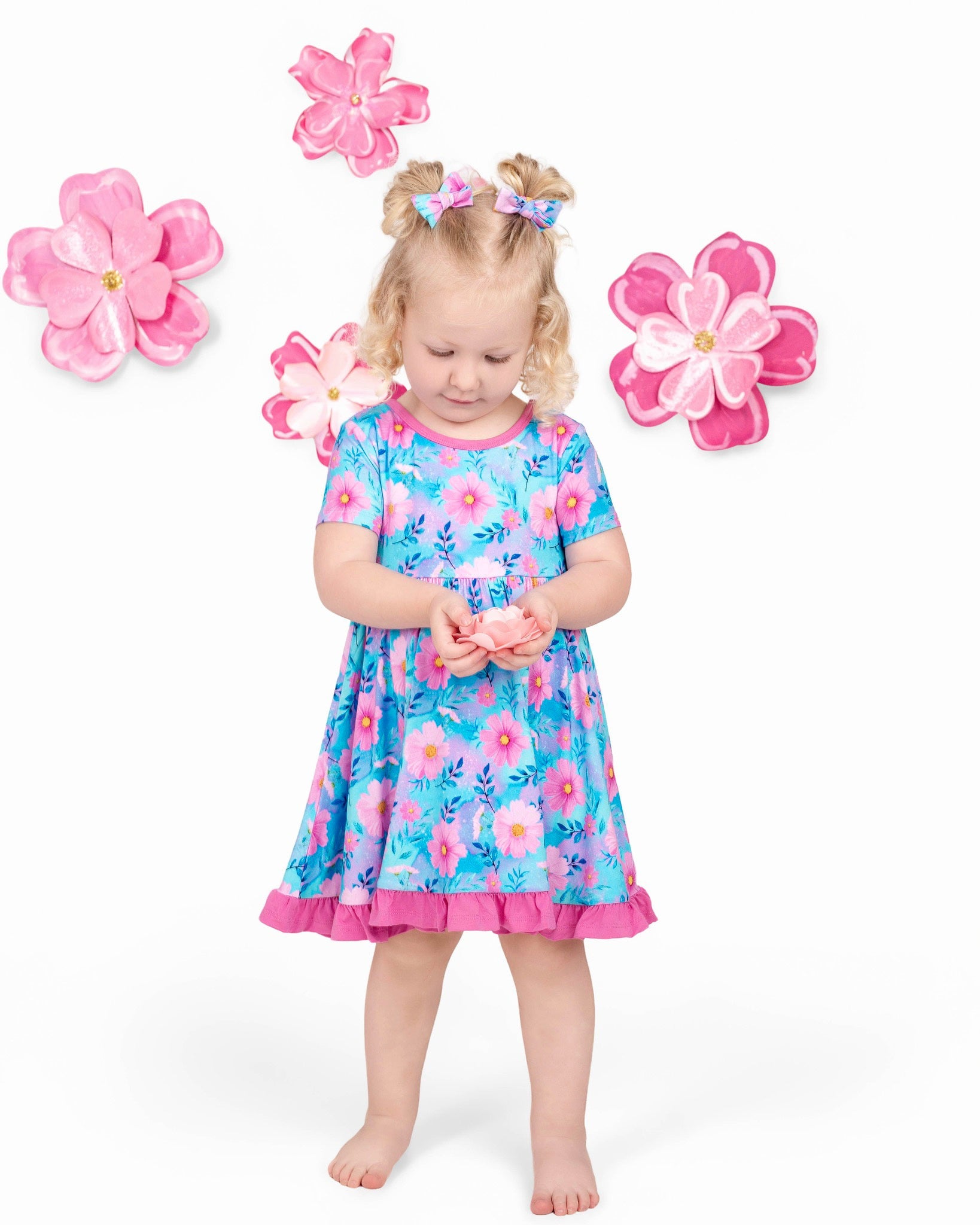 Dreamy Cosmos | Toddler & Girls Bamboo Ruffle Twirl Dress & Shorts