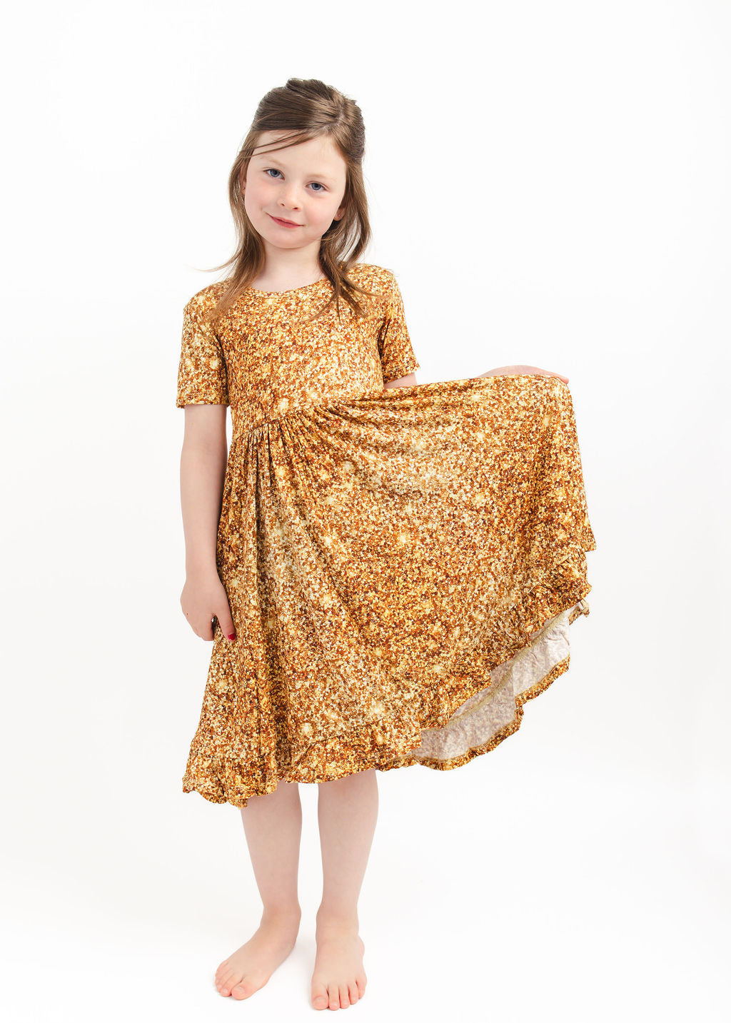 Bamboo Toddler Ruffle Dress for Girls, Children & Kids | Gold Shimmer 2T Bamboo Toddler Ruffle Dress for Girls, Children & Kids | Gold Shimmer 2T
