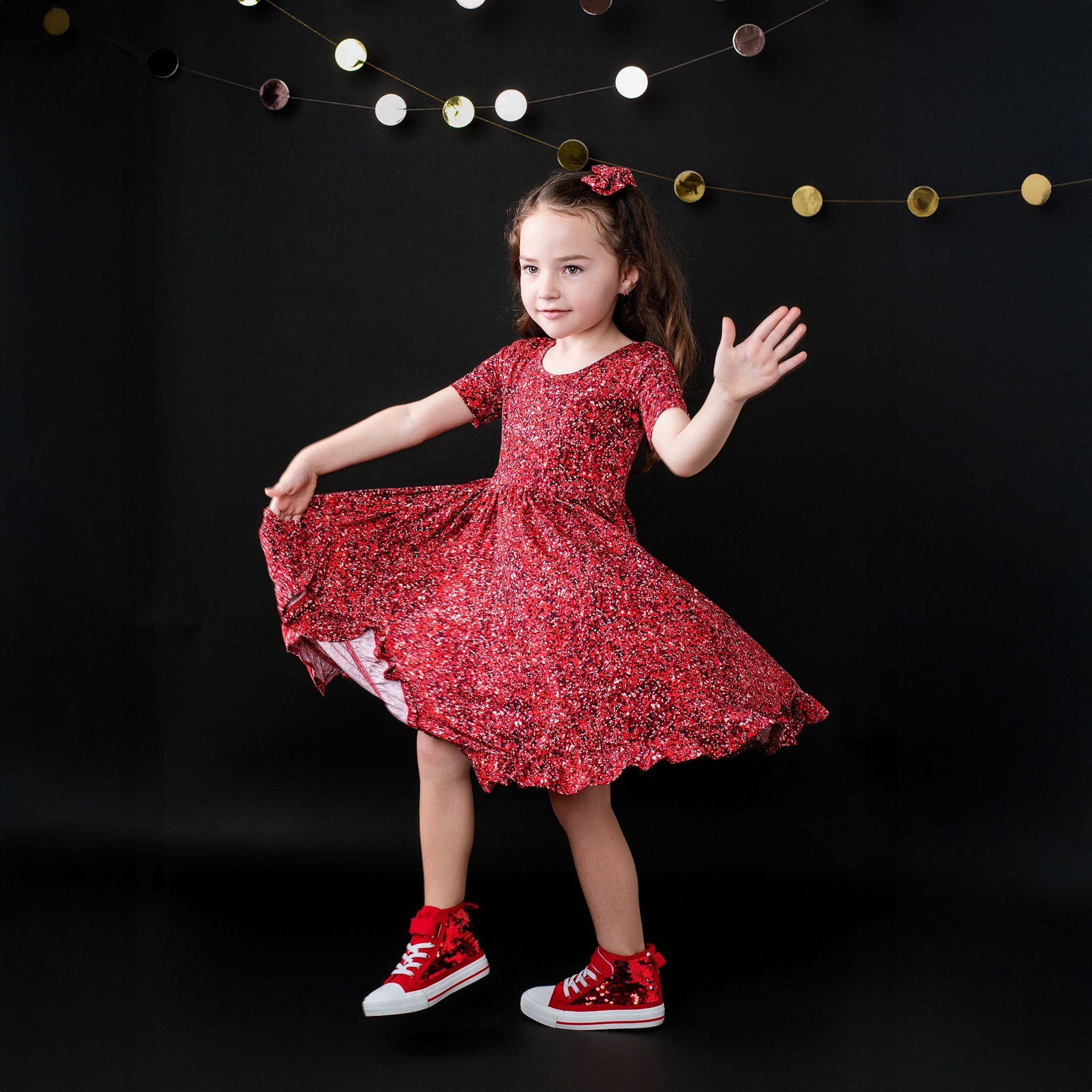 Ruby Shimmer | Toddler & Girls Bamboo Ruffle Twirl Dress & Shorts