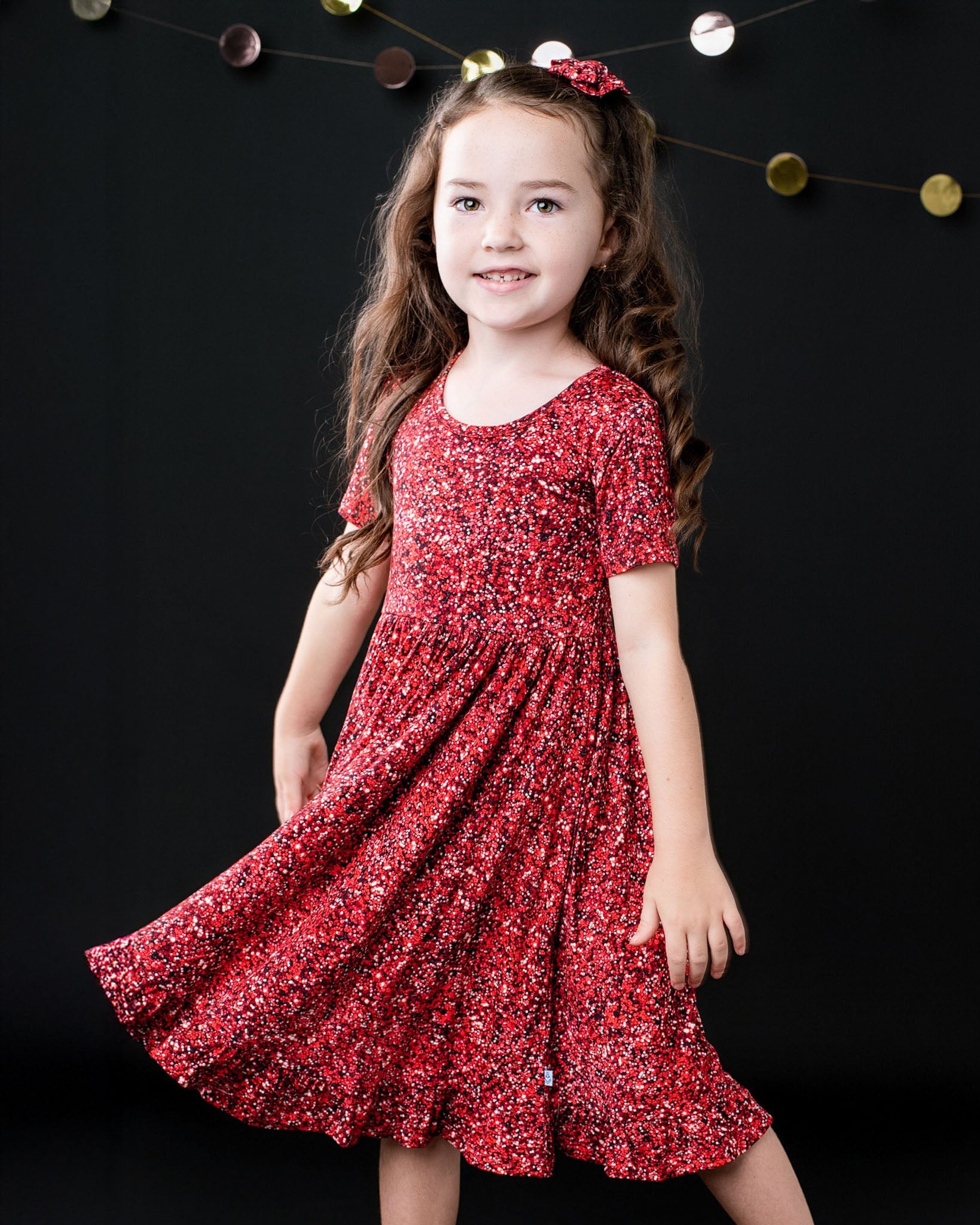 Ruby Shimmer | Toddler & Girls Bamboo Ruffle Twirl Dress & Shorts
