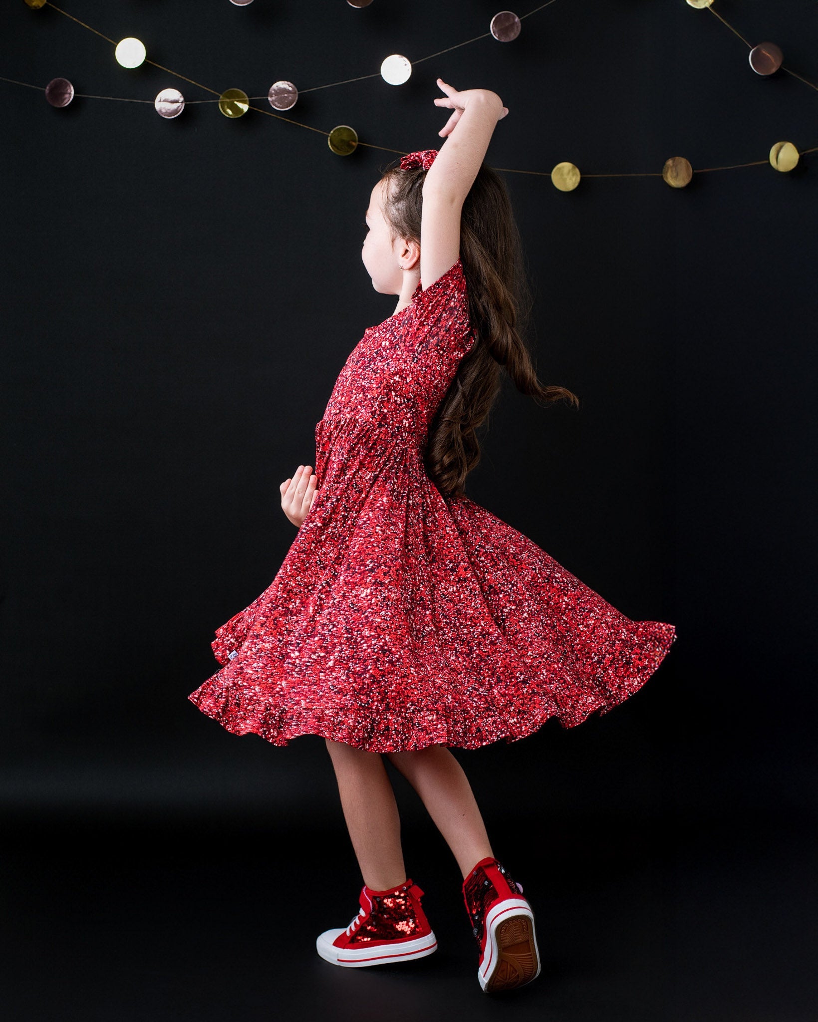 children's dresses near me Little Popp Crew Ruby Shimmer Toddler Girls Twirl Dress, 9/10 Shoe Size (EU):6 Calvin Klein 3/4 Bell Soft stretch tan wrapped BF2550+