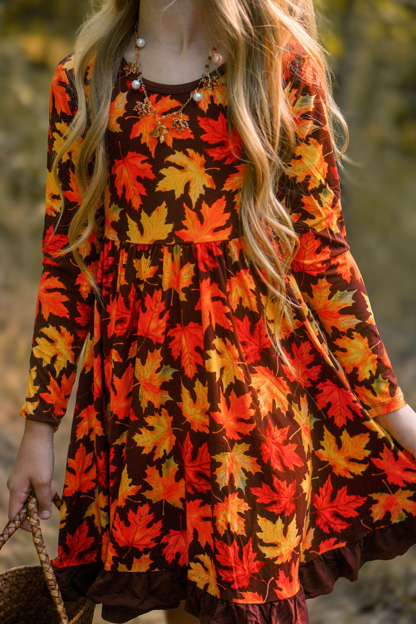 Autumn Leaves | Toddler & Girls Bamboo Ruffle Twirl Dress