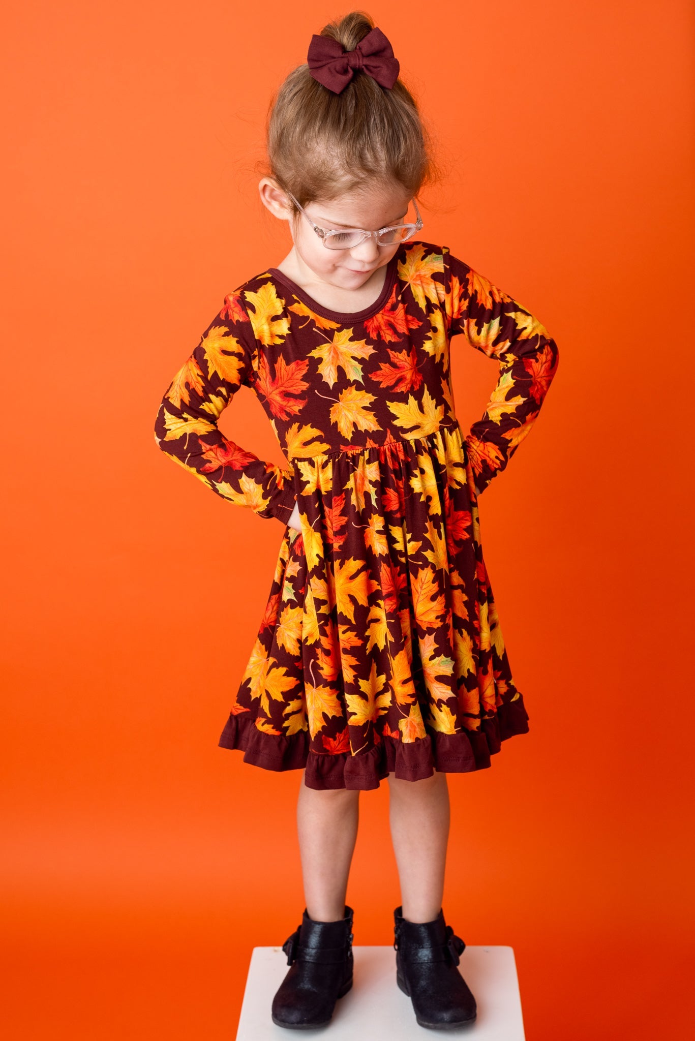 Autumn Leaves | Toddler & Girls Bamboo Ruffle Twirl Dress