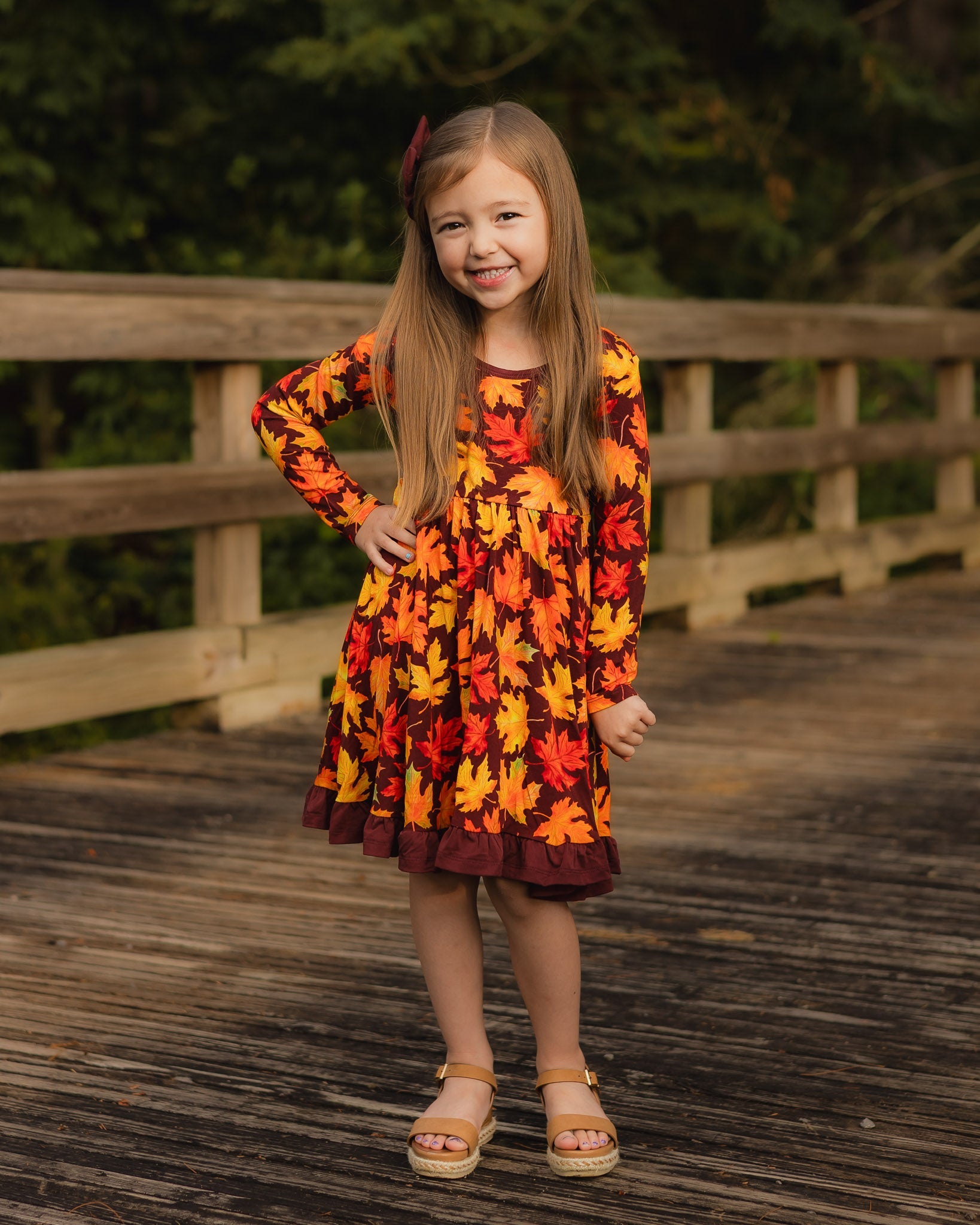 Autumn Leaves | Toddler & Girls Bamboo Ruffle Twirl Dress
