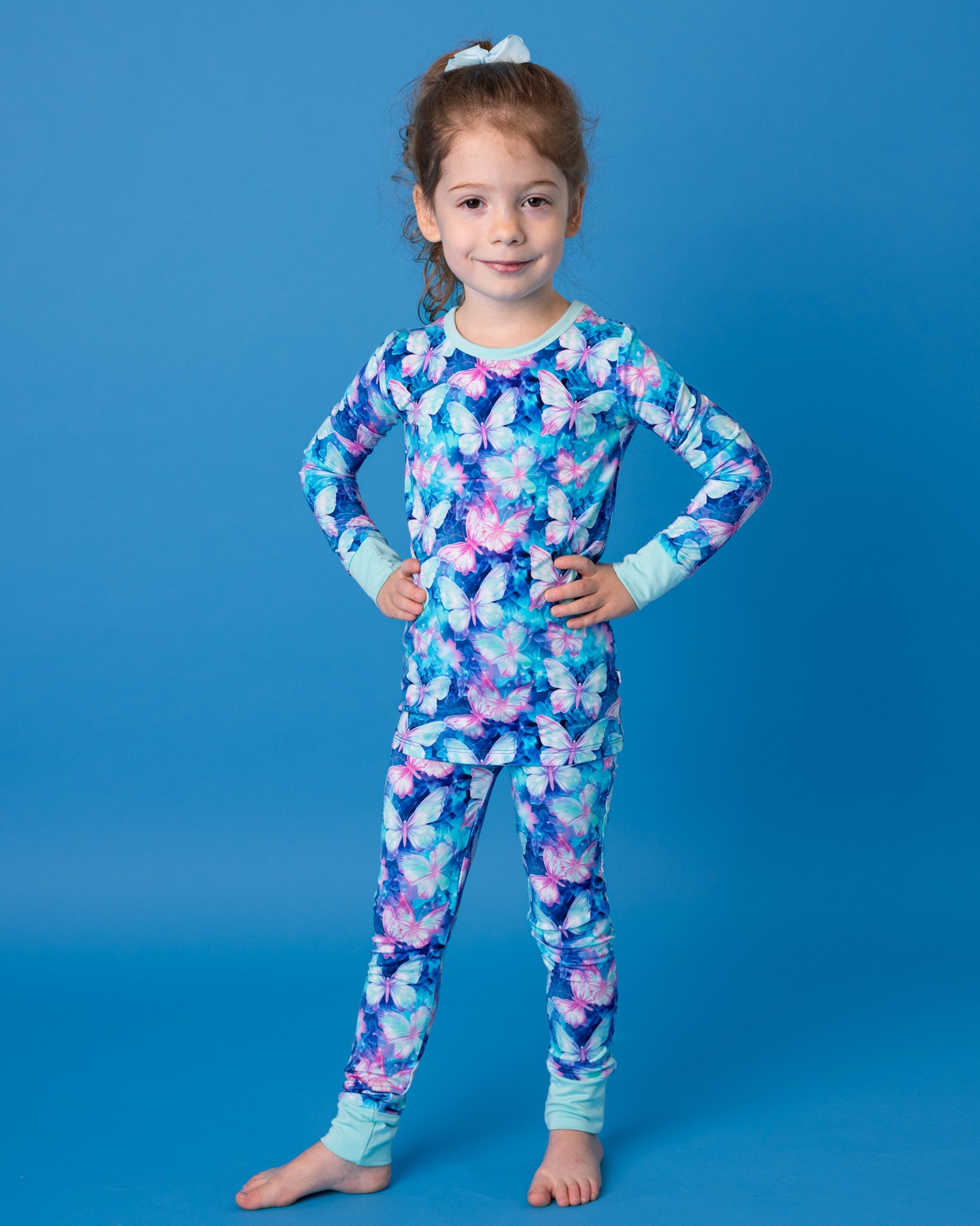 Electric Butterflies | Two-piece Bamboo Long Sleeve Toddler & Kids Pajamas