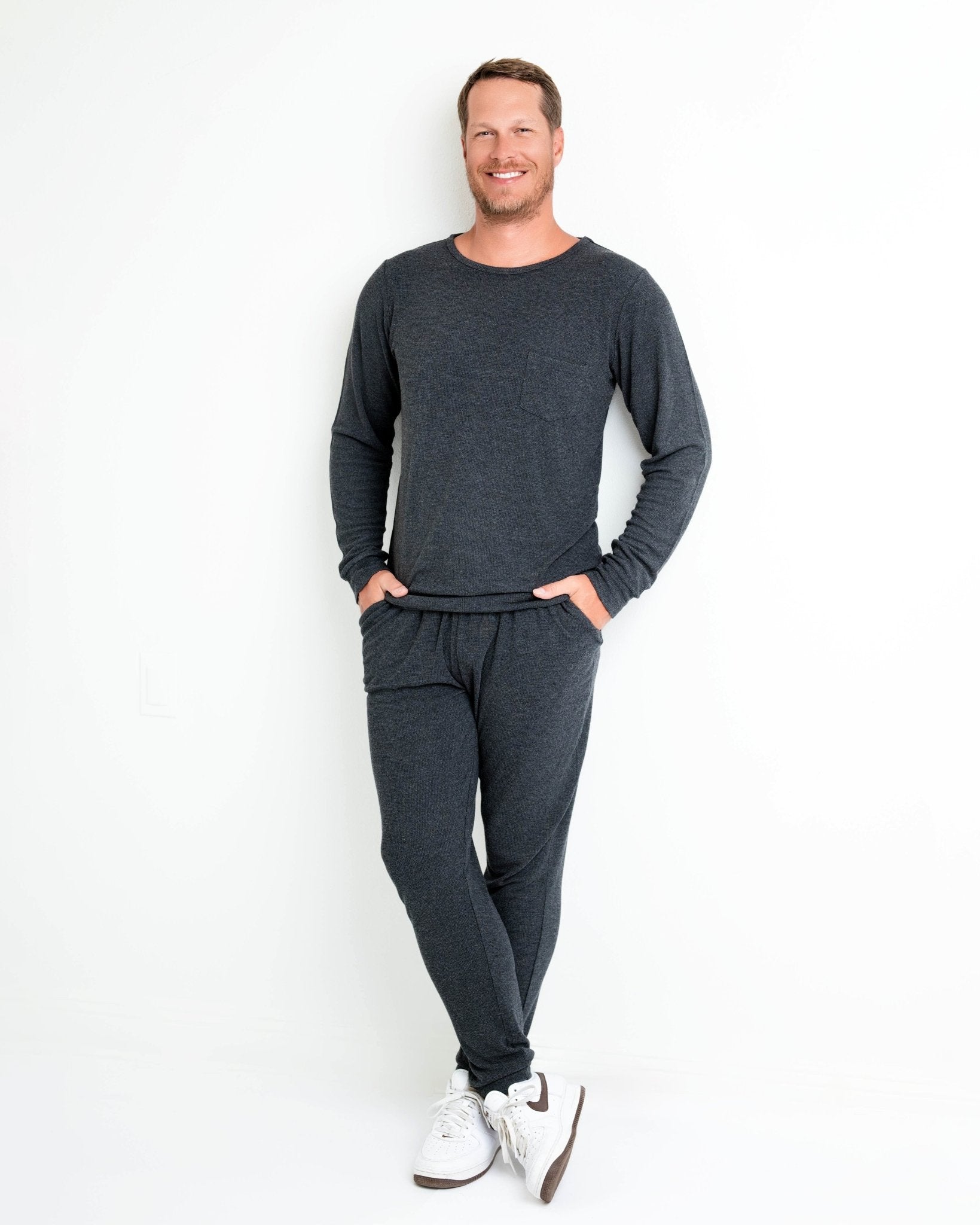 Bamboo Waffle Men's Jogger Pants-line Dry Only