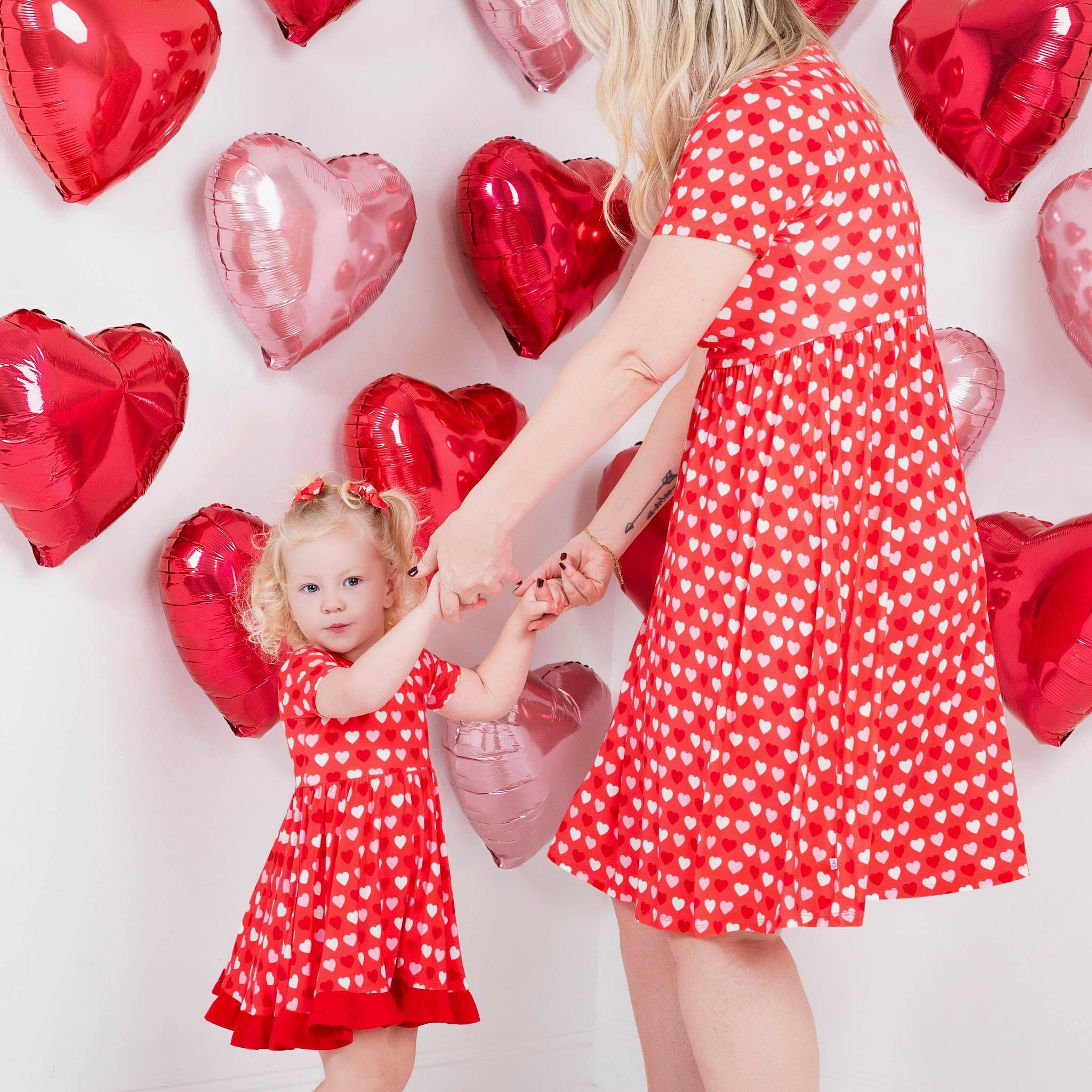 Sweet Little Hearts| Toddler & Girls Bamboo Ruffle Twirl Dress & Shorts