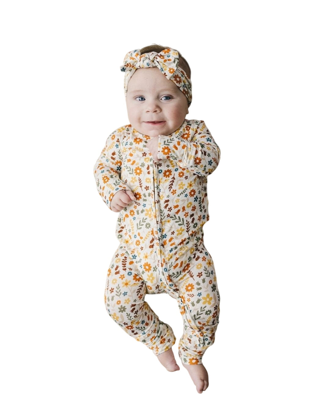Bamboo Zip Romper | Fall Flowers