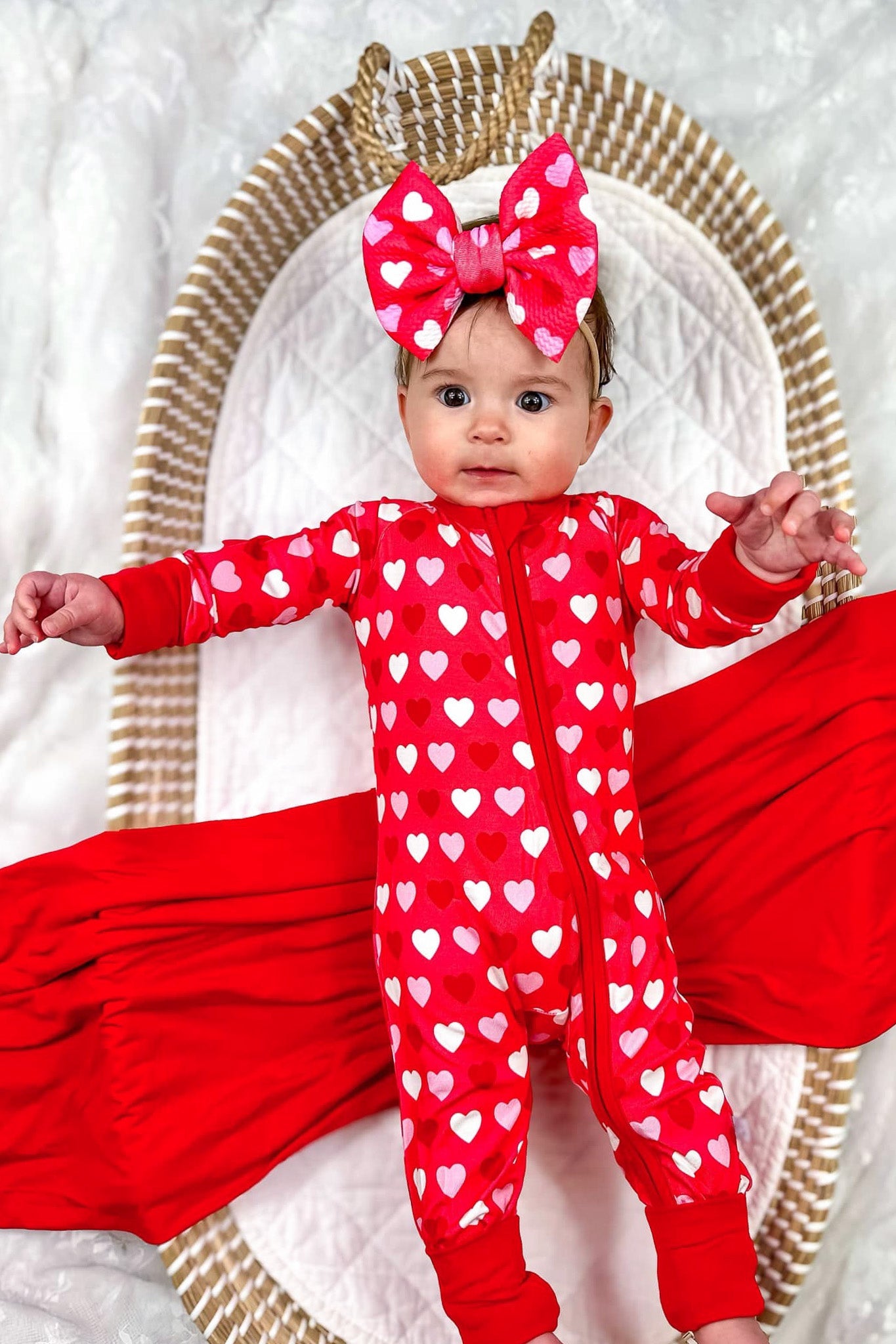 Sweet Little Hearts | Convertible Bamboo Zipper Baby Pajamas