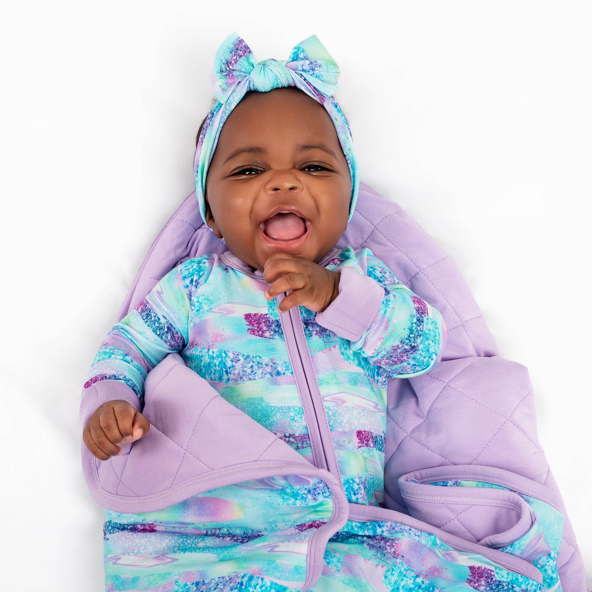 Mermaid Glitter | Mini Quilted Bamboo Baby Blanket