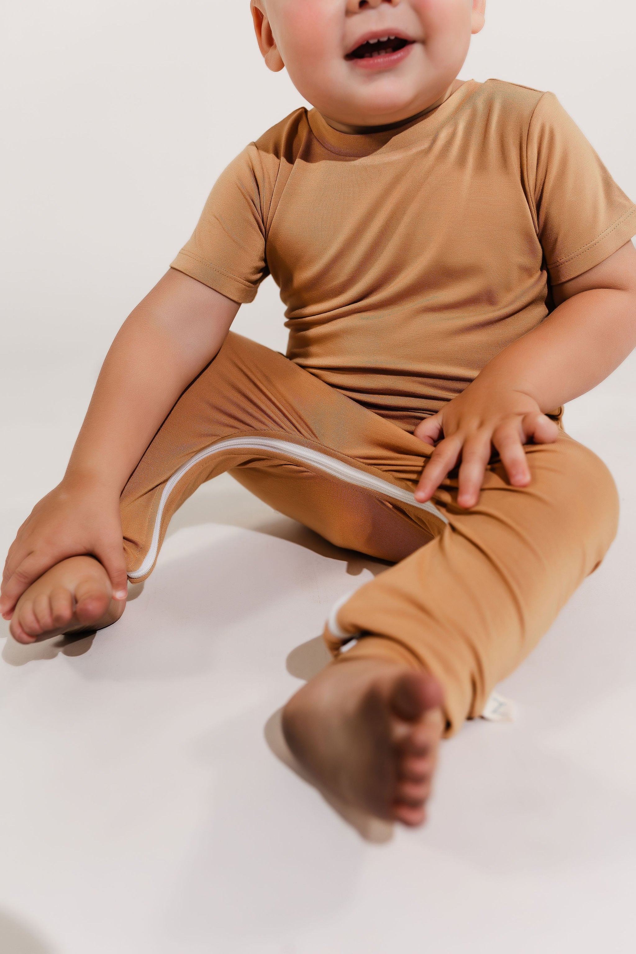 Camel Bamboo Lyocell Zip Romper