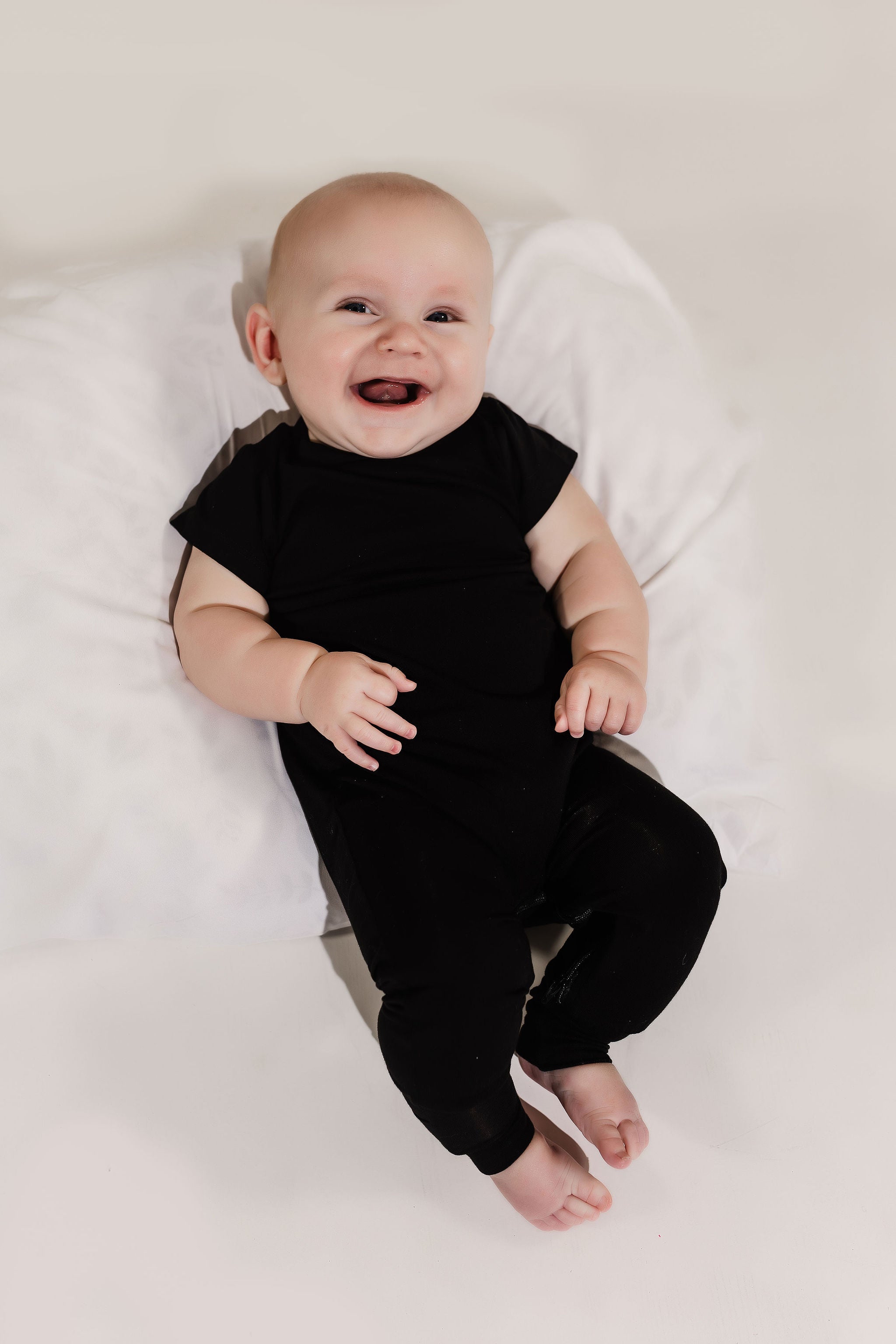 Black Bamboo Lyocell Zip Romper