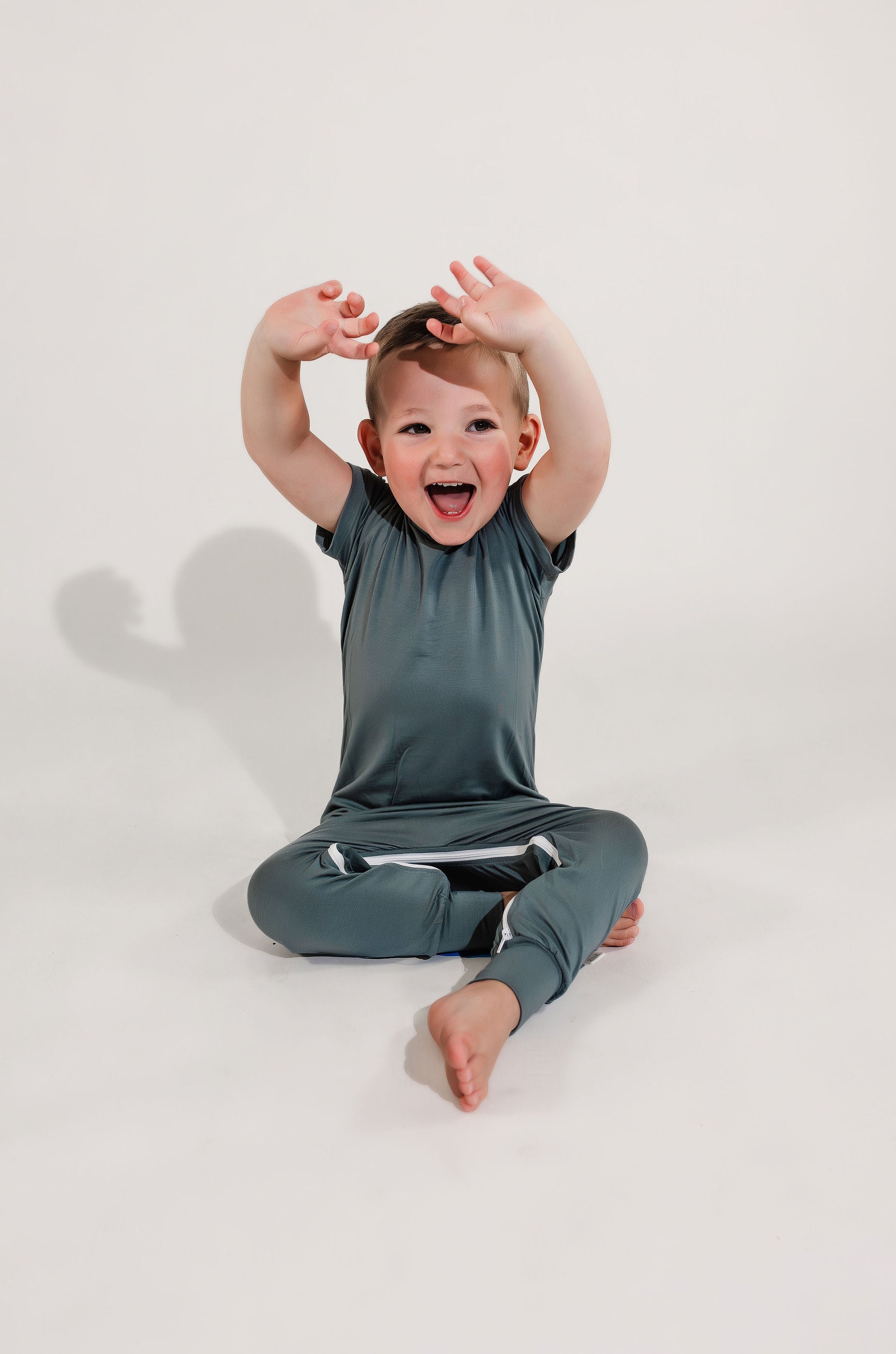 Deep Teal Bamboo Lyocell Zip Romper