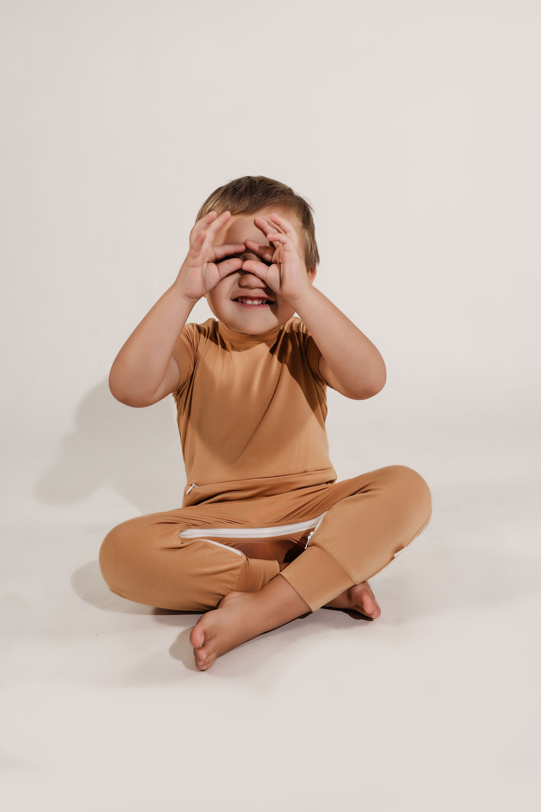 Camel Bamboo Lyocell Romper With G-tube Access