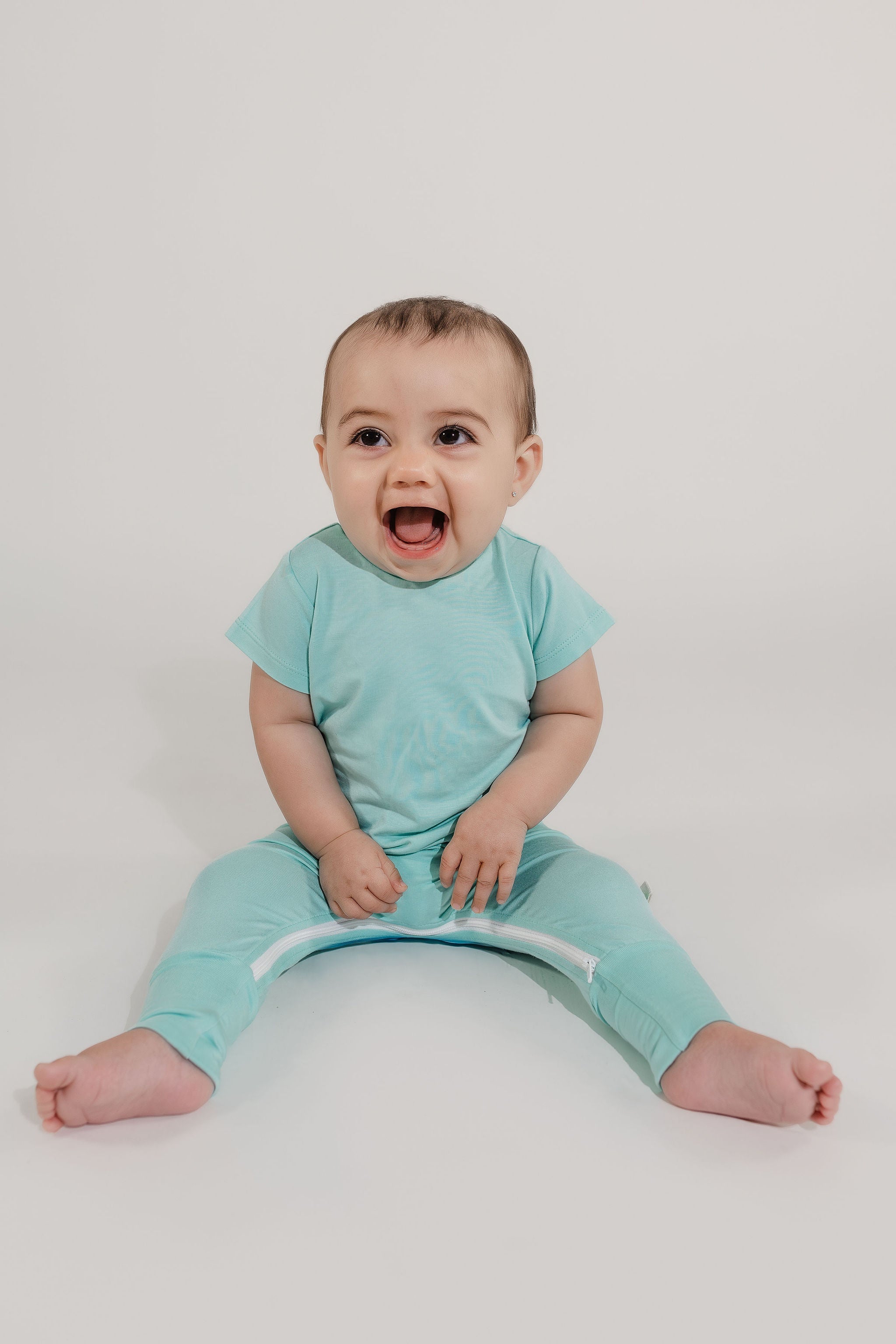 Mint Bamboo Lyocell Zip Romper