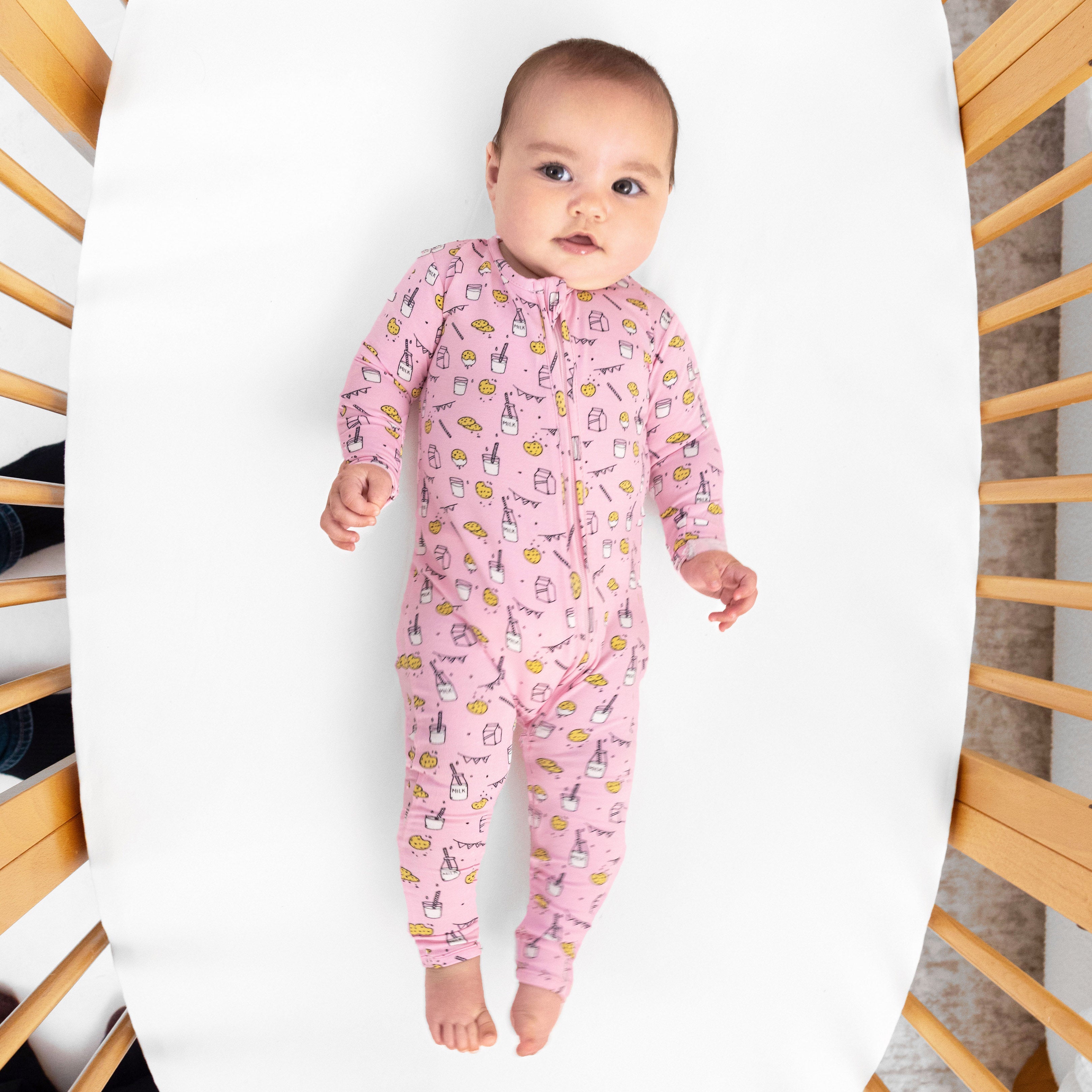 Milk And Cookies Pink Bamboo Convertible Footie