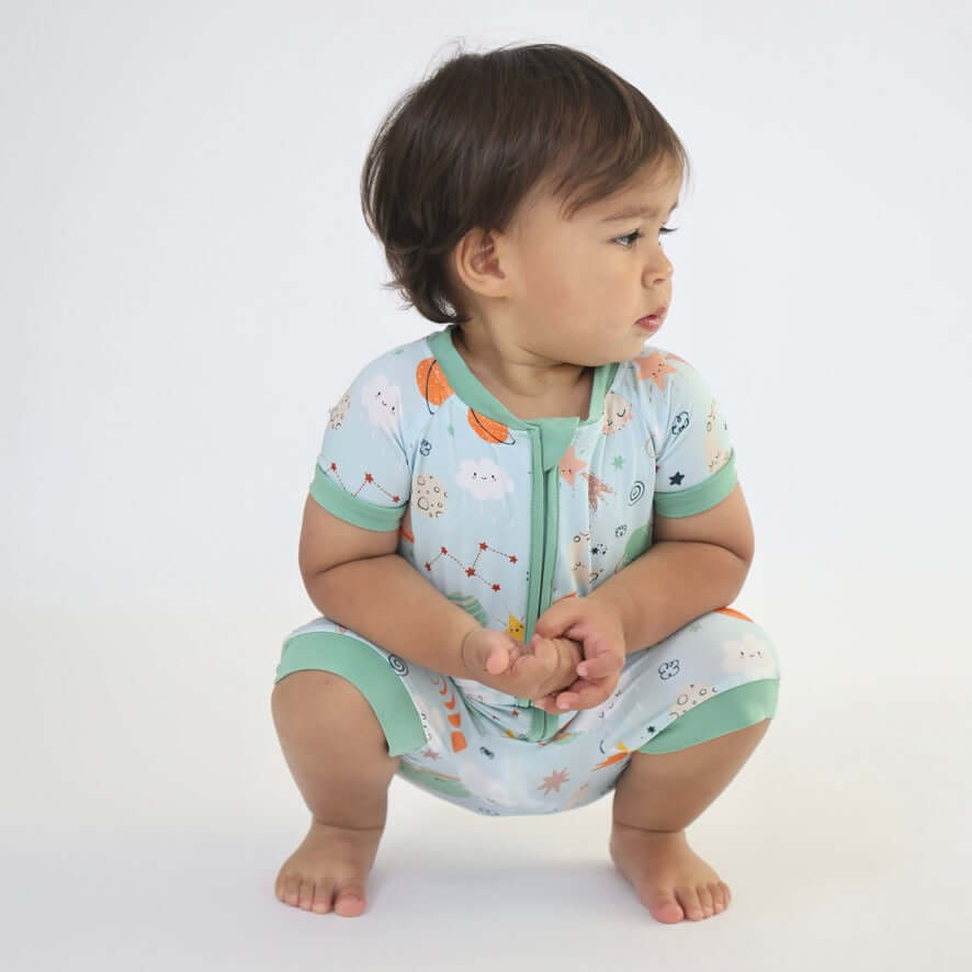 Bamboo Short Zipp Romper - Cosmic